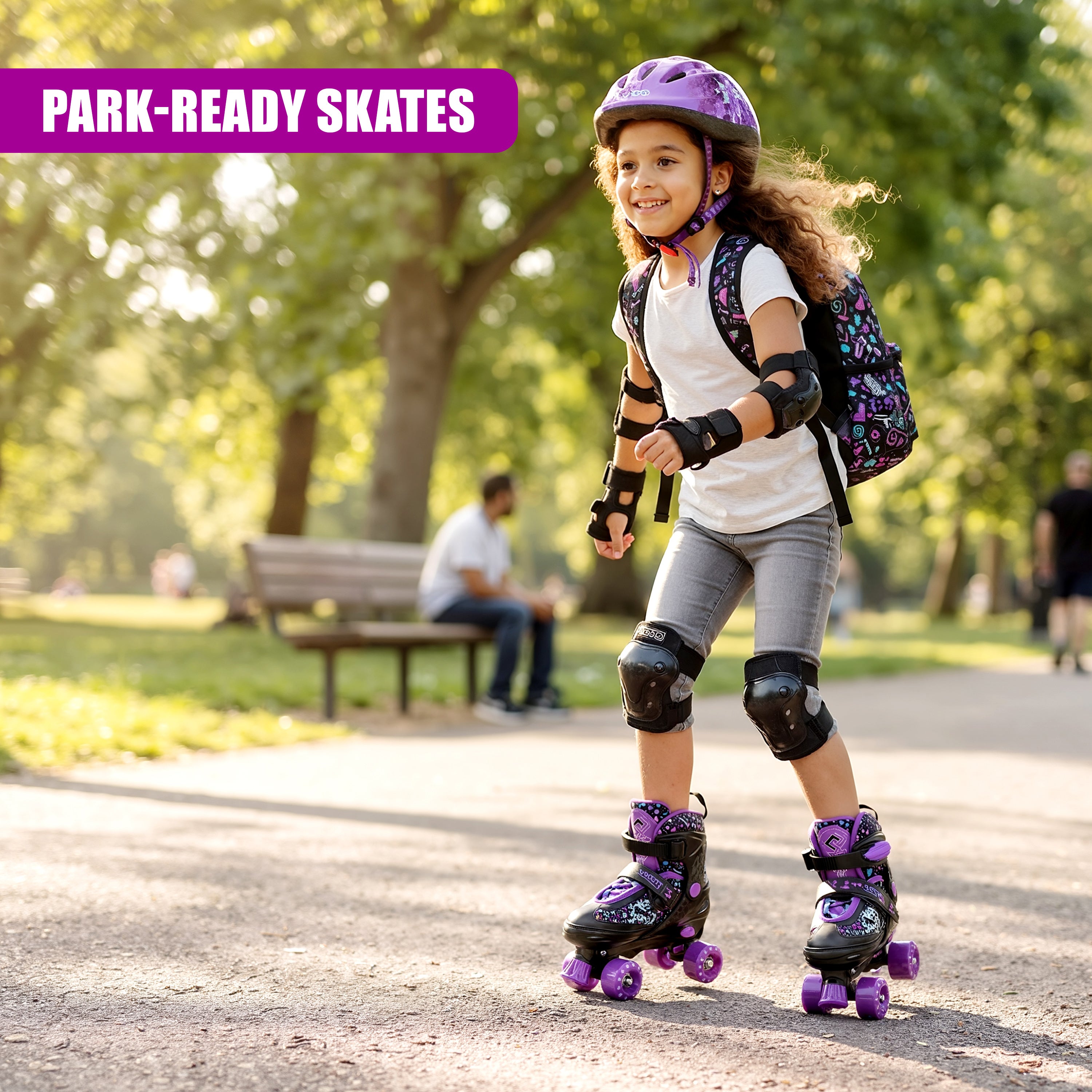 Black & Purple Kids Adjustable Roller Skates