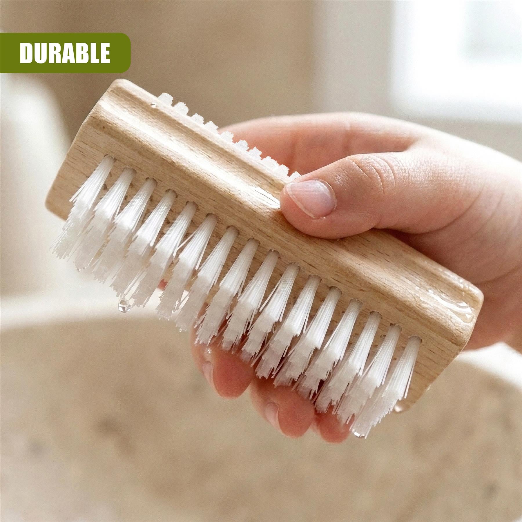 Wooden Double Sided Nail Brushes with Firm Bristles
