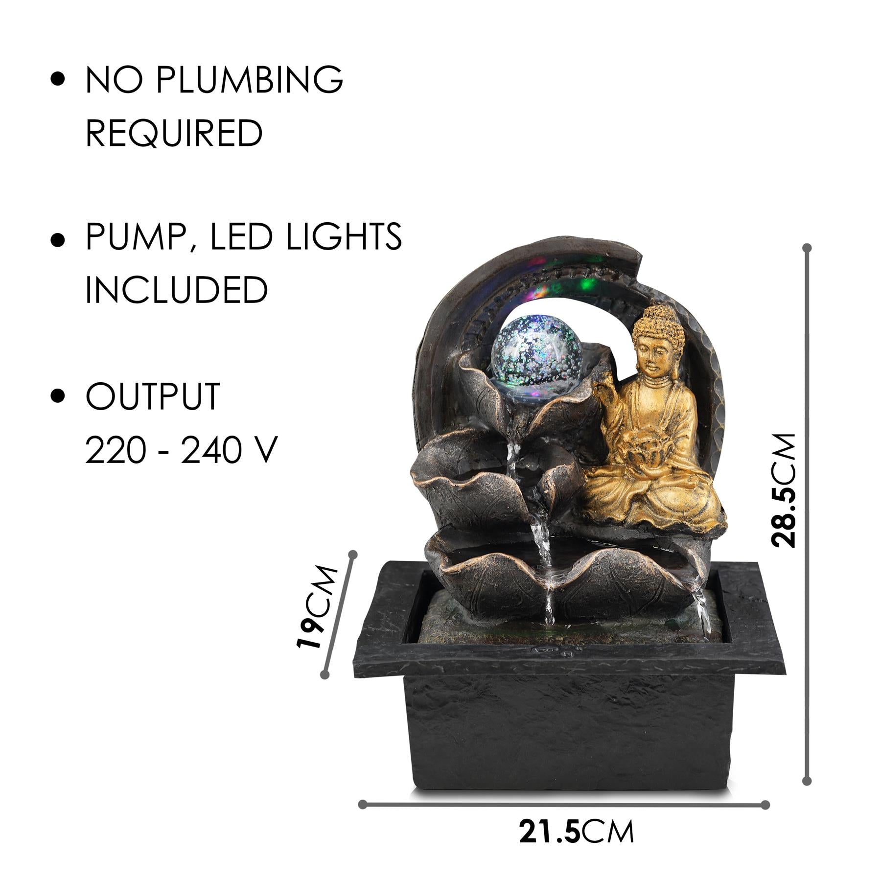 Buddha Crystal Ball Water Feature Indoor With LED by GEEZY - The Magic Toy Shop