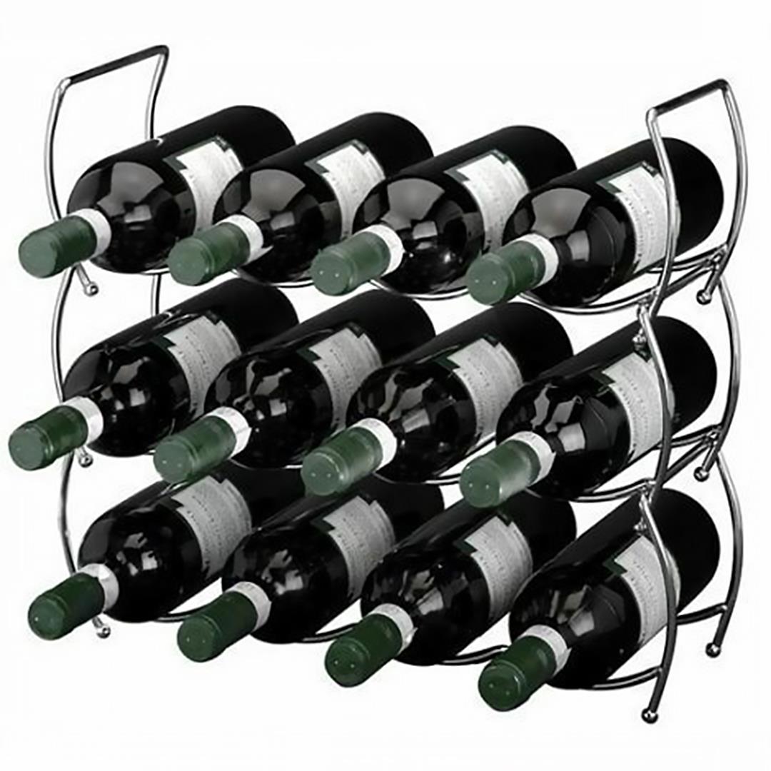 3 Tier Stackable Chrome Wine Storage Display Rack Holder Up To 12 Bottles by MTS - The Magic Toy Shop