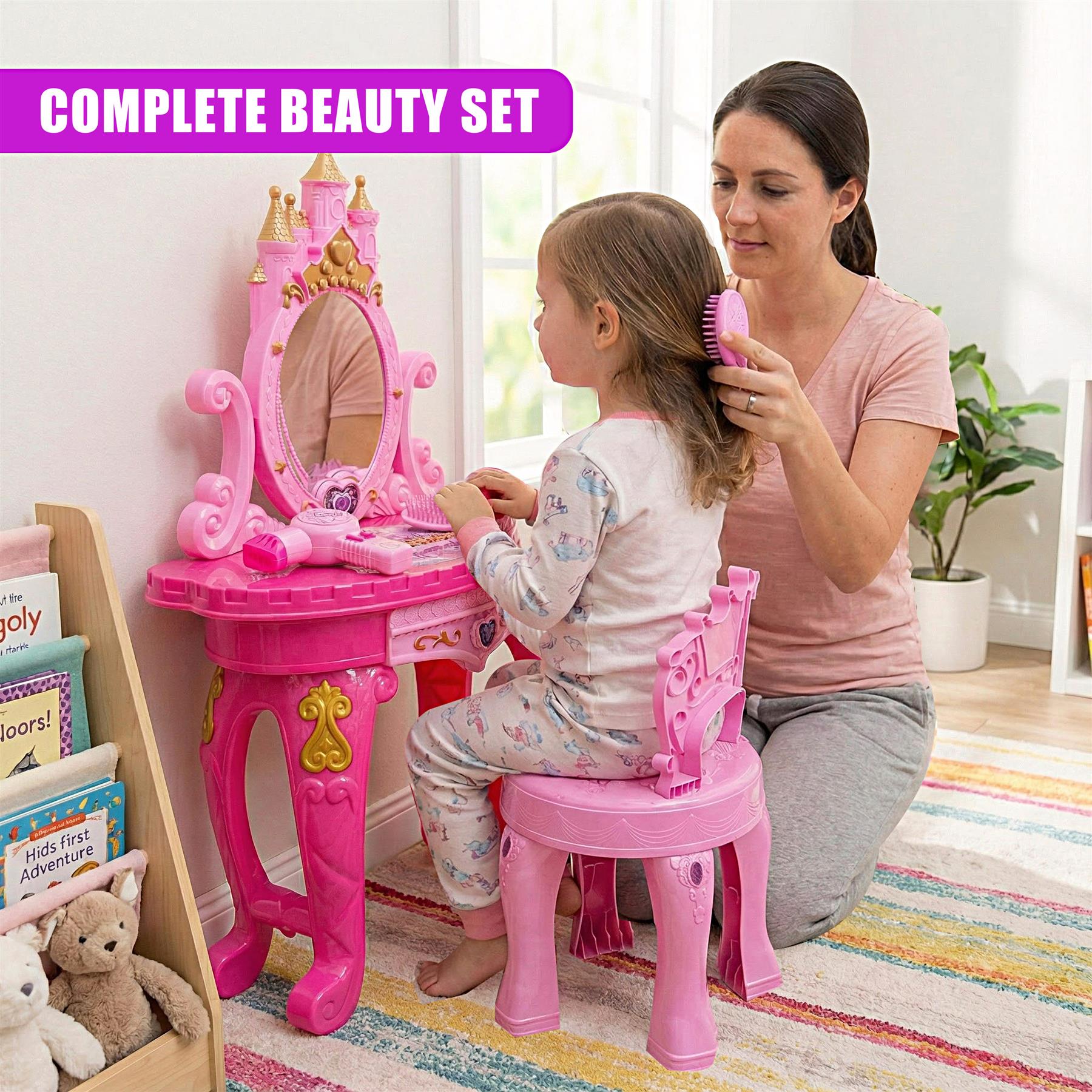 Princess Vanity Dressing Table, Stool & Toy Accessories