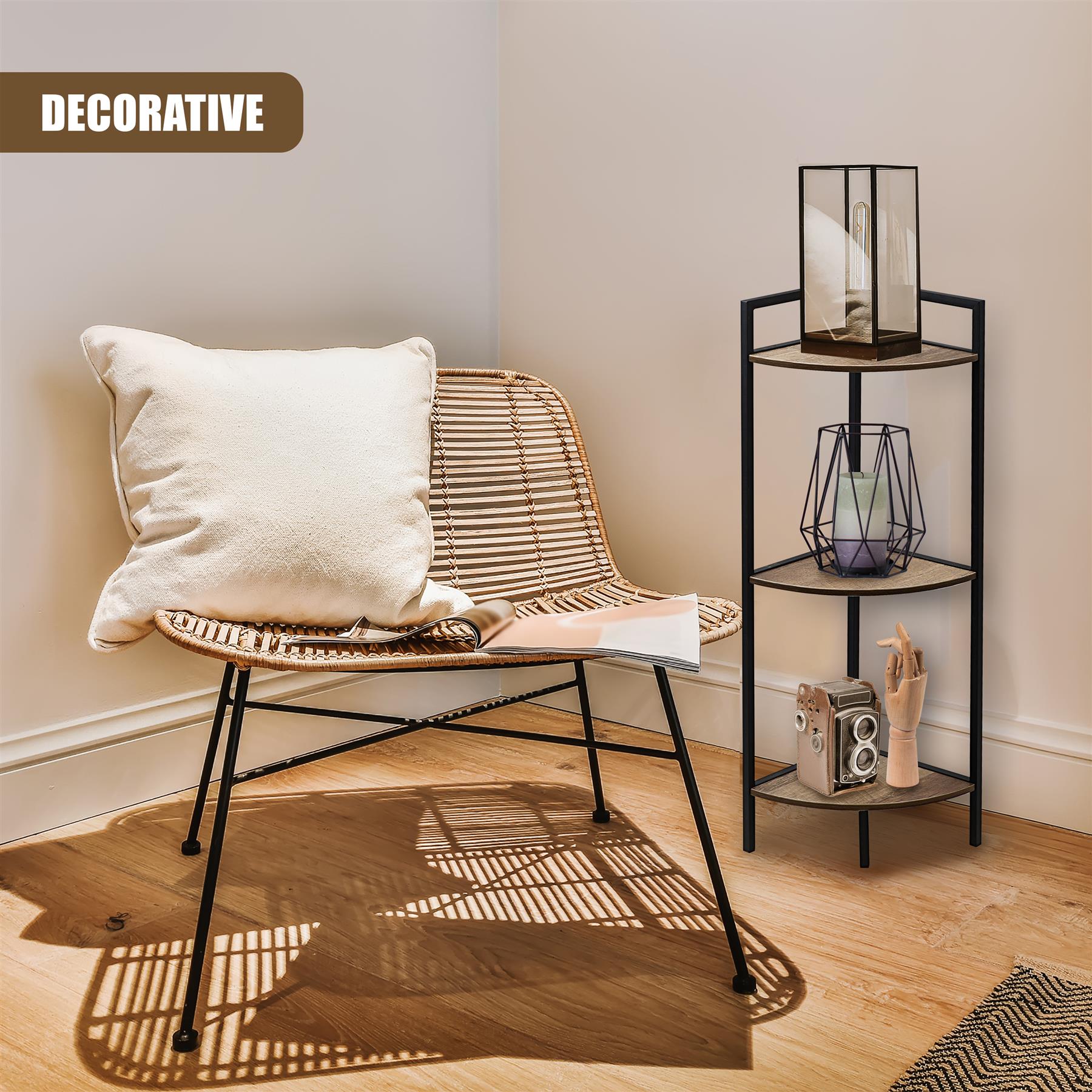 3 Tier Wooden Corner Shelf