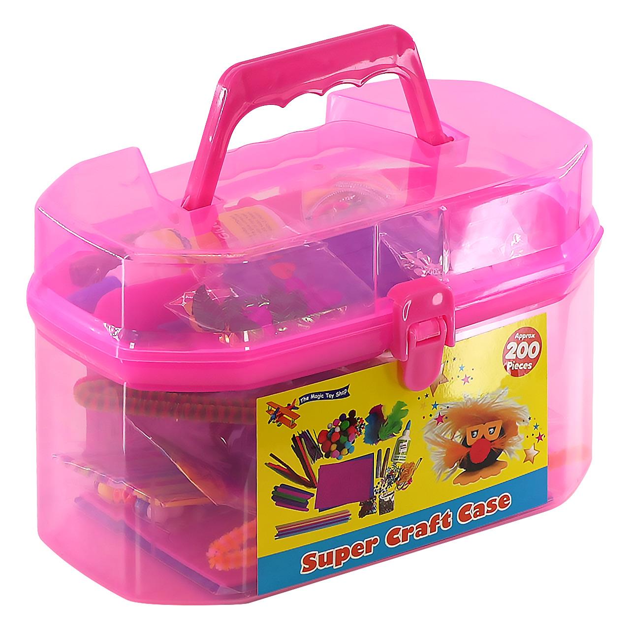 The Magic Toy Shop Pink Kids Super Craft Carry Case