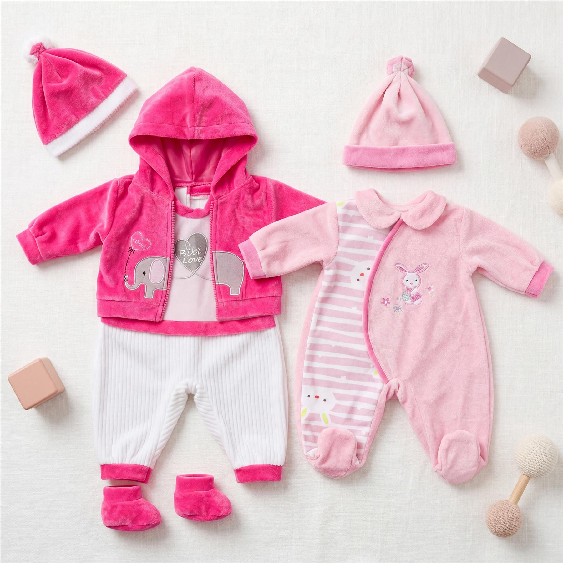 BiBi Outfits - Set of Two Doll Clothes (Pink Elephant & Pink) (50 cm / 20")