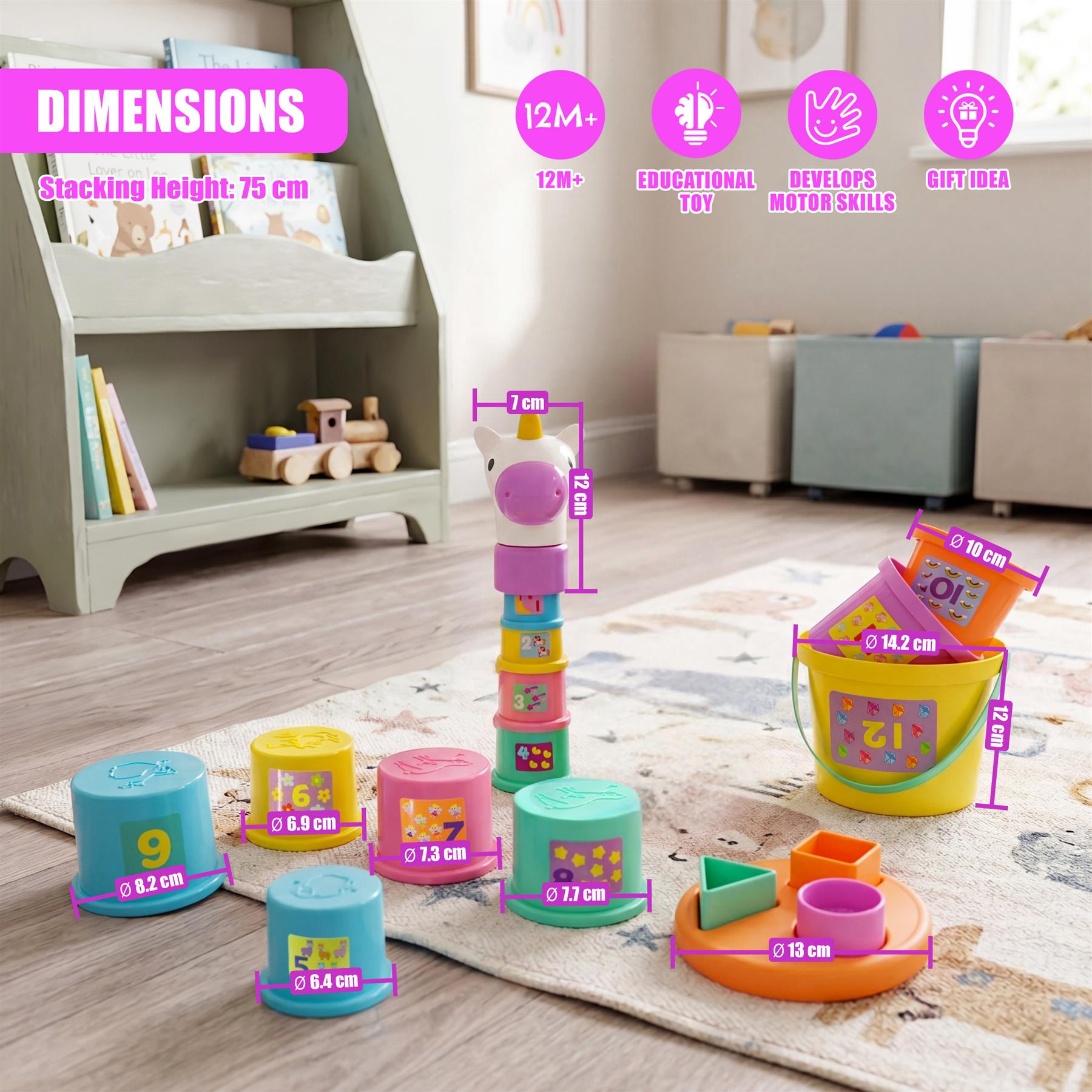 Poppy The Unicorn Stacking Cups