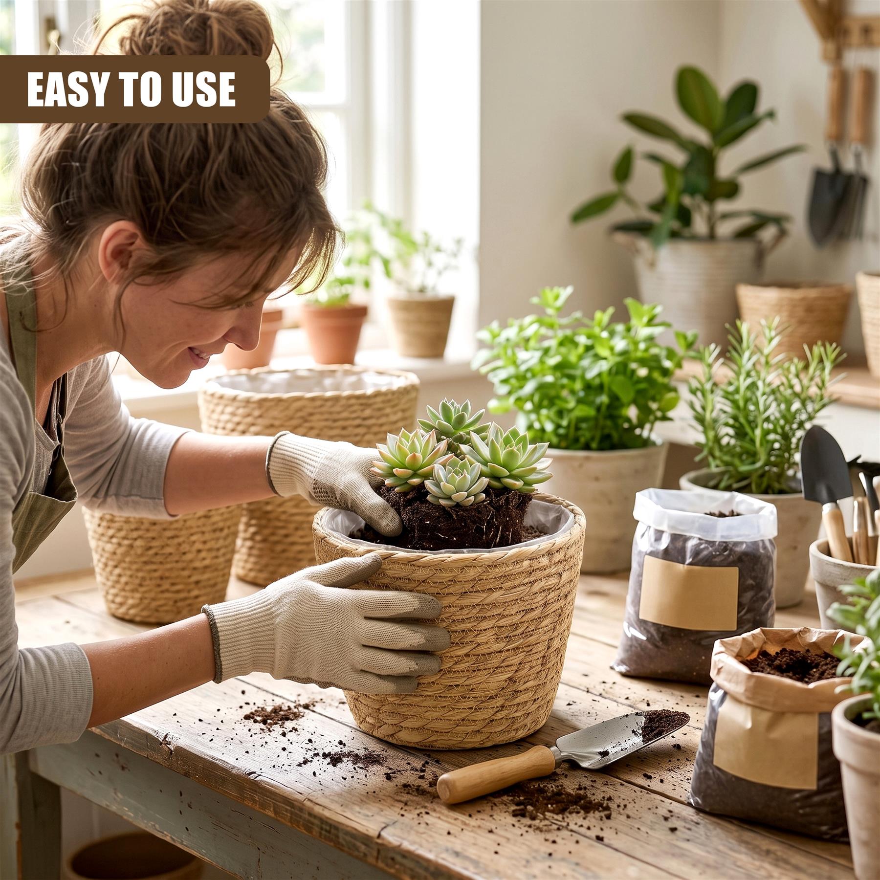Set of 3 Wicker Planters