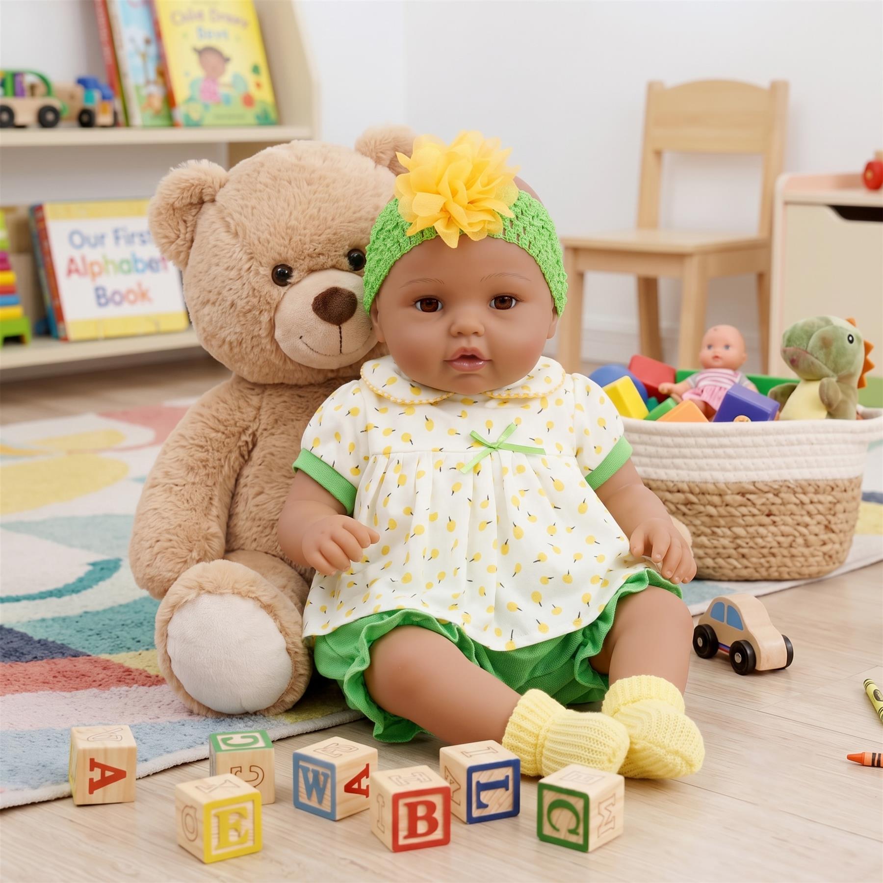 BiBi Black Doll Reborn Ethnic Girl "Dahlia" (50 cm / 20")