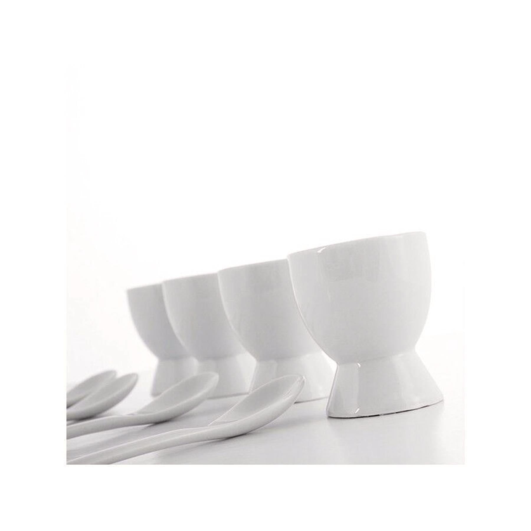 Set of 4 Ceramic Egg Cups with Spoons