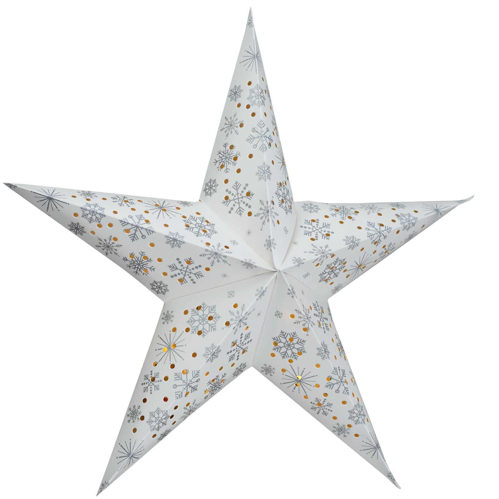 Geezy LED 60 cm Silver Snowflakes Hanging Paper Star