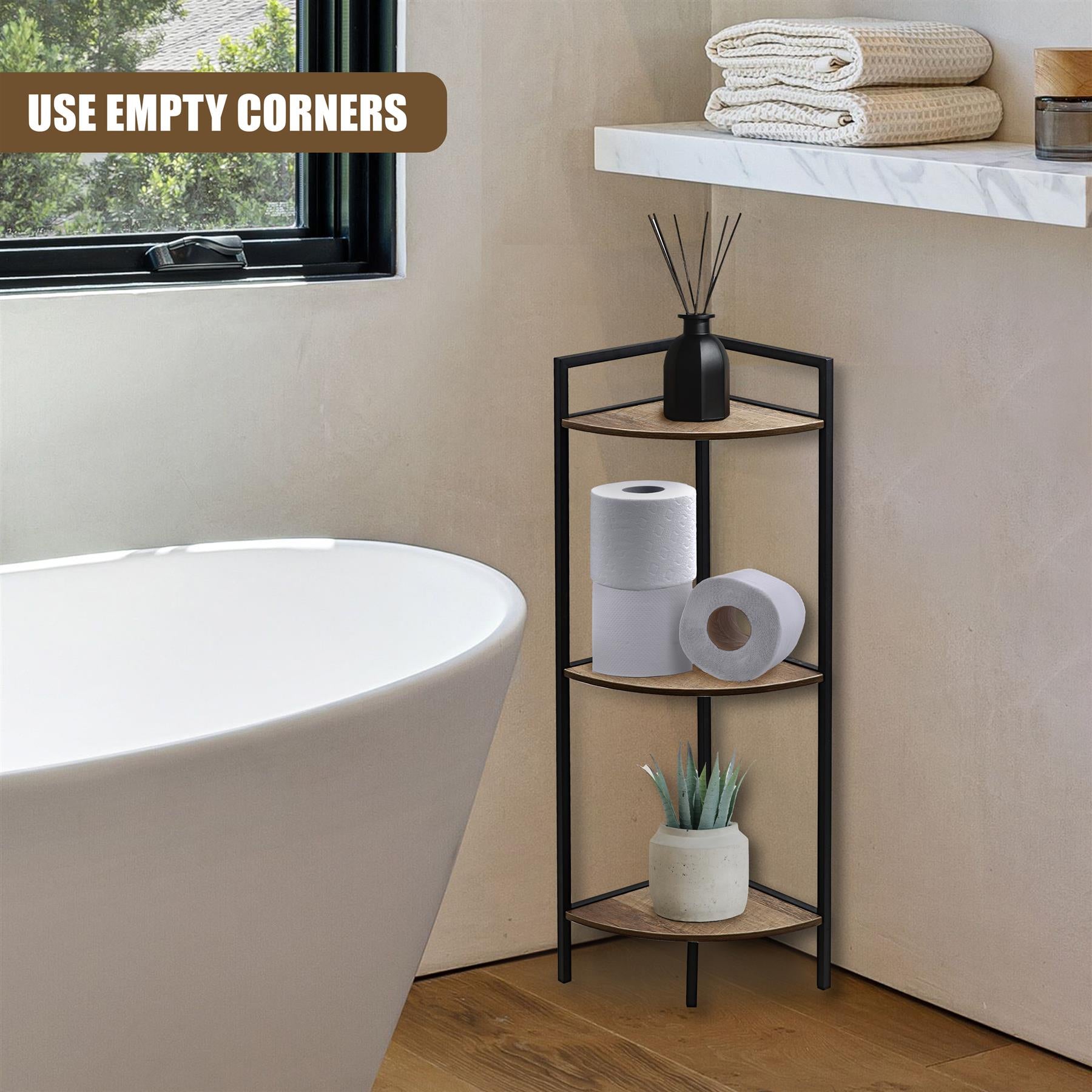 3 Tier Wooden Corner Shelf