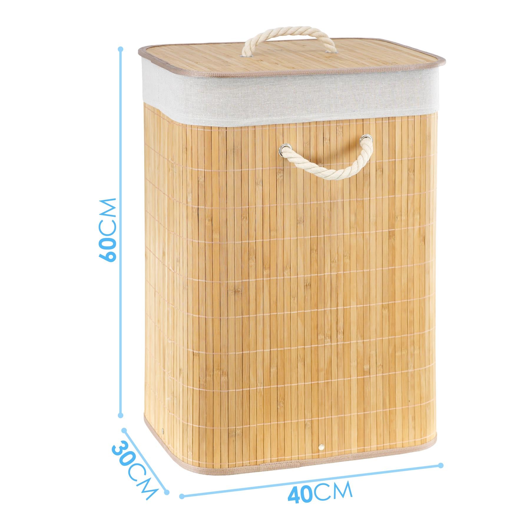 Brown Bamboo Laundry Hamper 72L