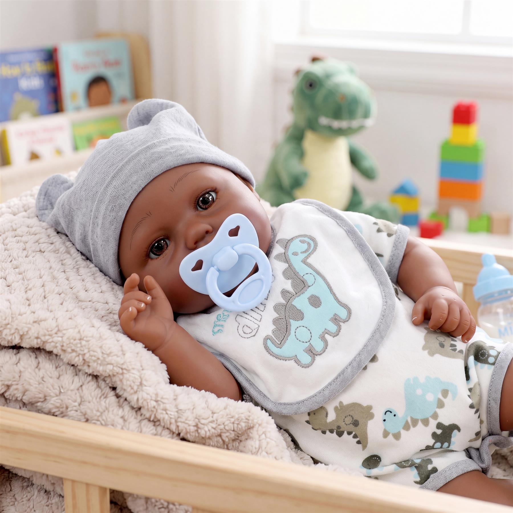 BiBi Black Doll Reborn Boy "Barney" (43 cm / 17")