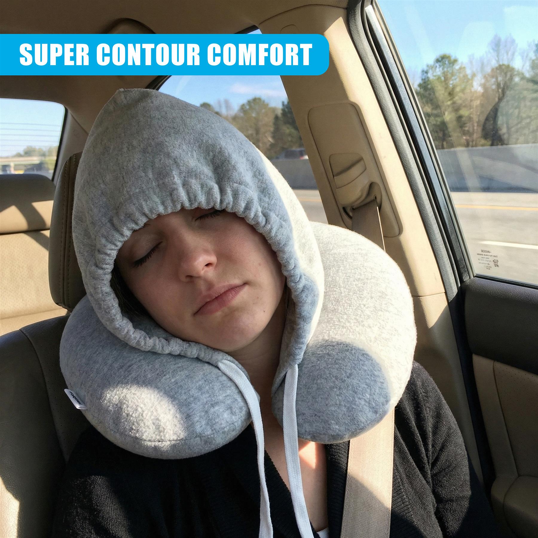 Soft Hooded Neck Travel Pillow - Grey - Pillow - Travel Pillow - Geezy