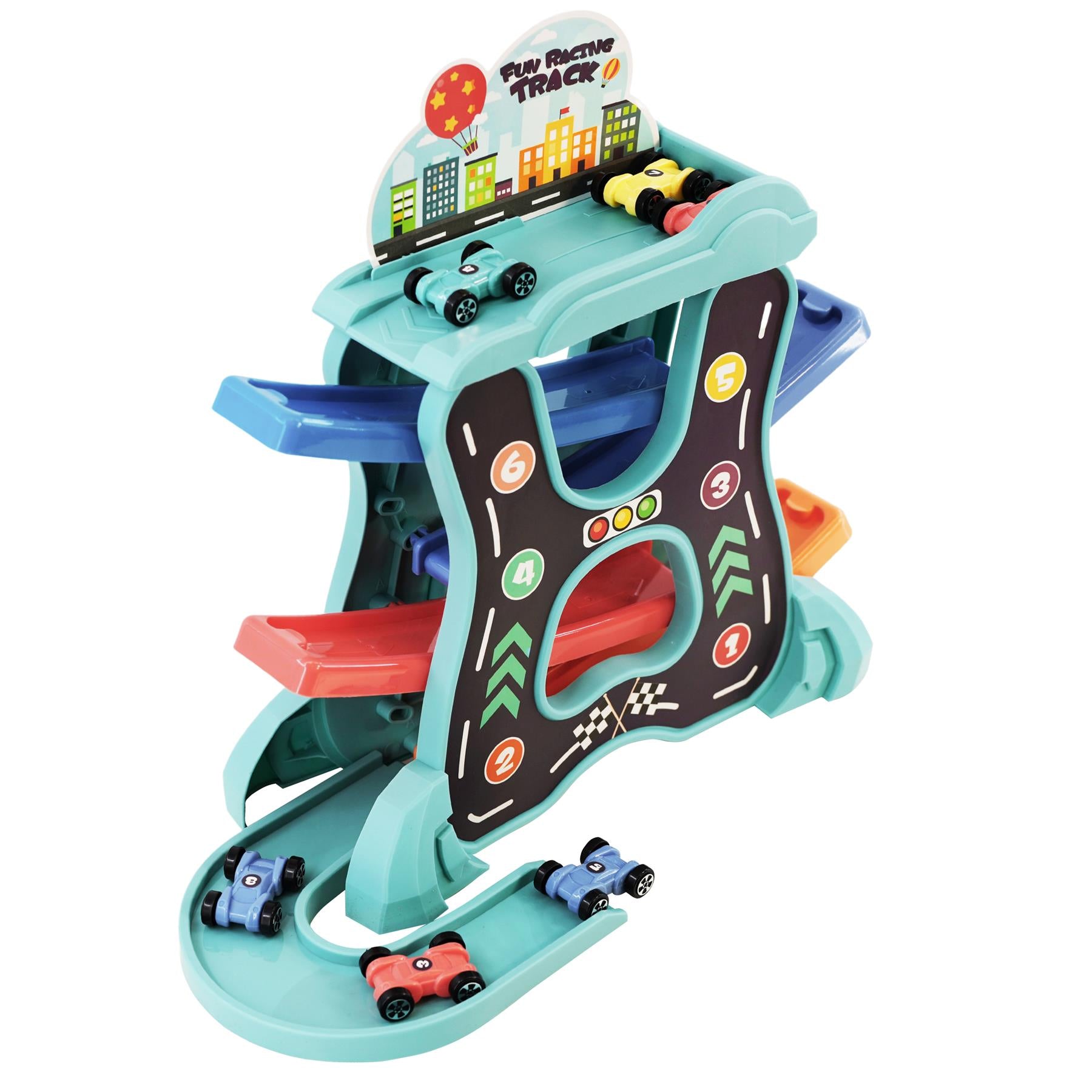 Click Clack Spiral Tower Playset with 6 Mini Cars by The Magic Toy Shop - The Magic Toy Shop