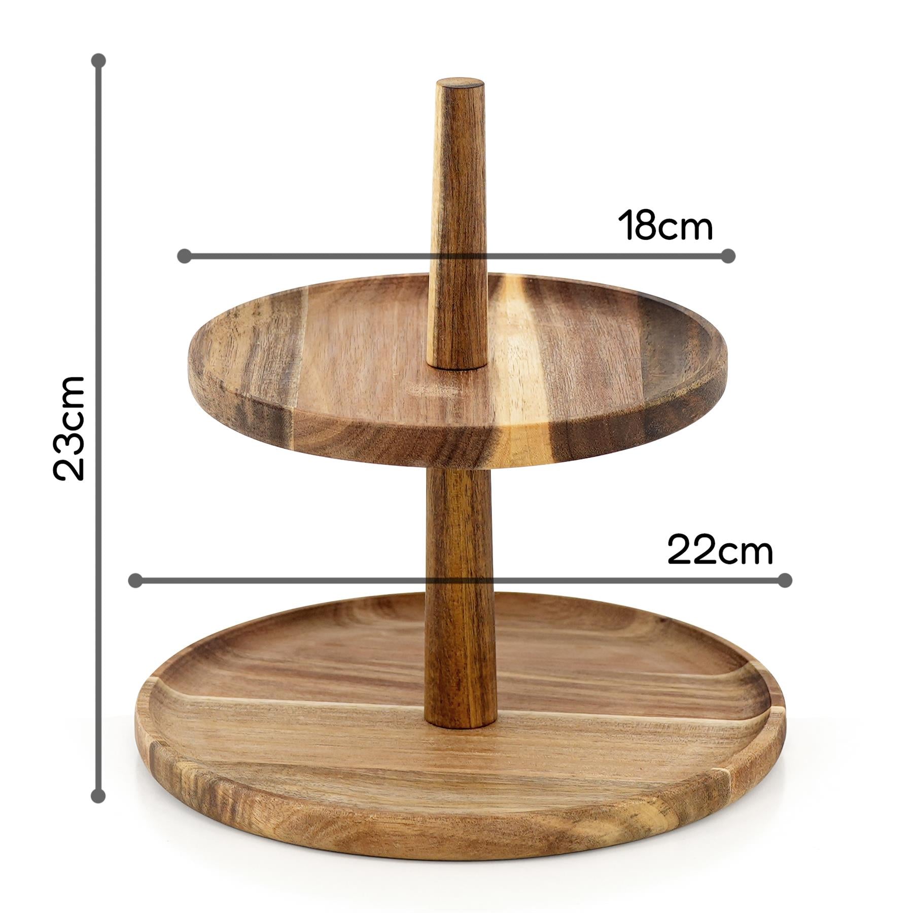 GEEZY 2-Tier Acacia Wooden Afternoon Tea Stand