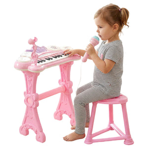 Pink Piano Toy with Microphone and Stool - The Magic Toy Shop