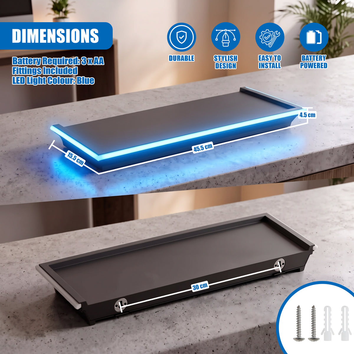 Floating Shelves with LED Lights