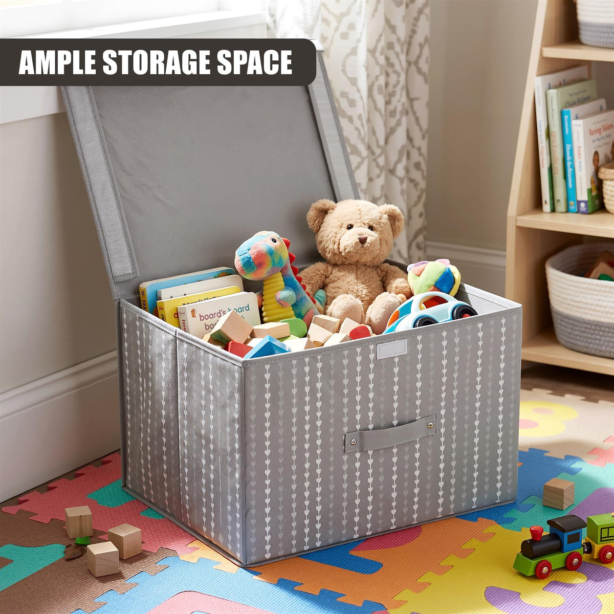 Gray Hearts Large Storage Box
