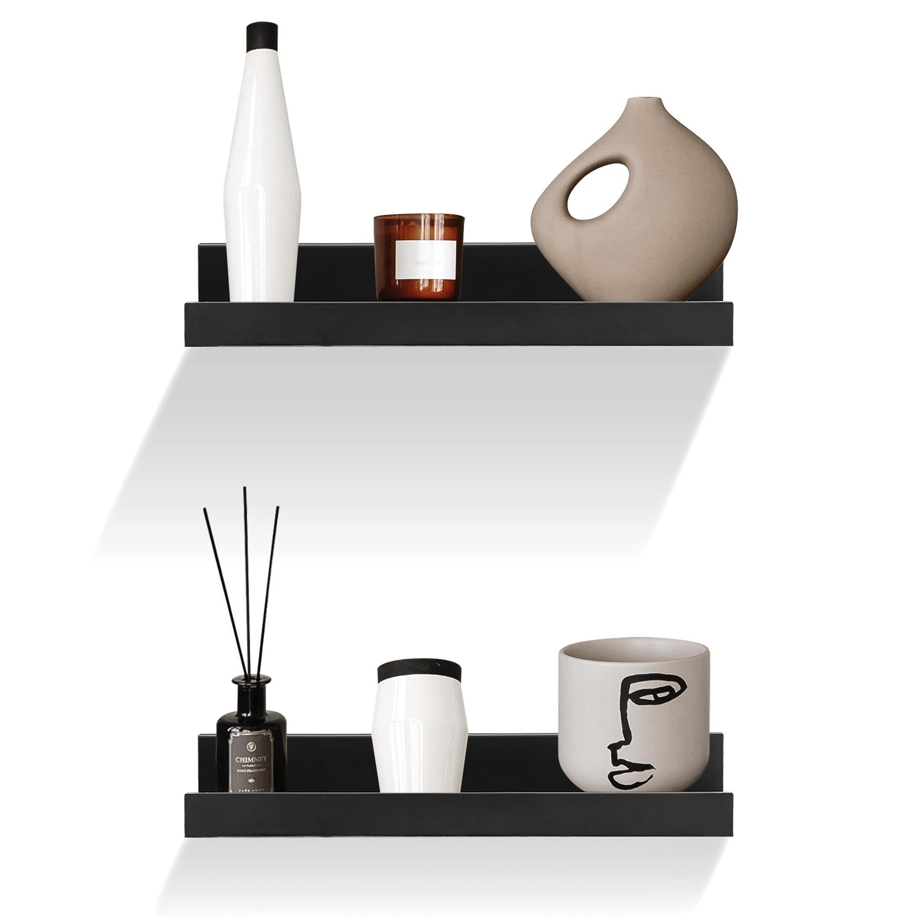 A modern wall shelf with two shelves, made of high-quality MDF material, offering a clean and simple design. The shelf is ideal for displaying your favorite books, decorative items, or other small items, and can be mounted to a wall for a convenient and space-saving storage solution. - The Magic Toy Shop