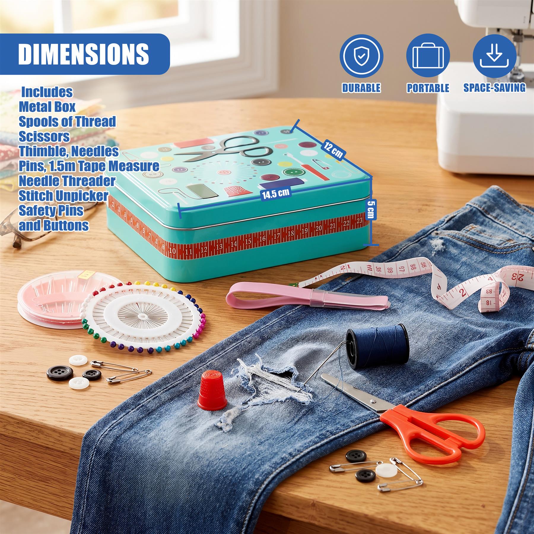 Metal Sewing Kit Box