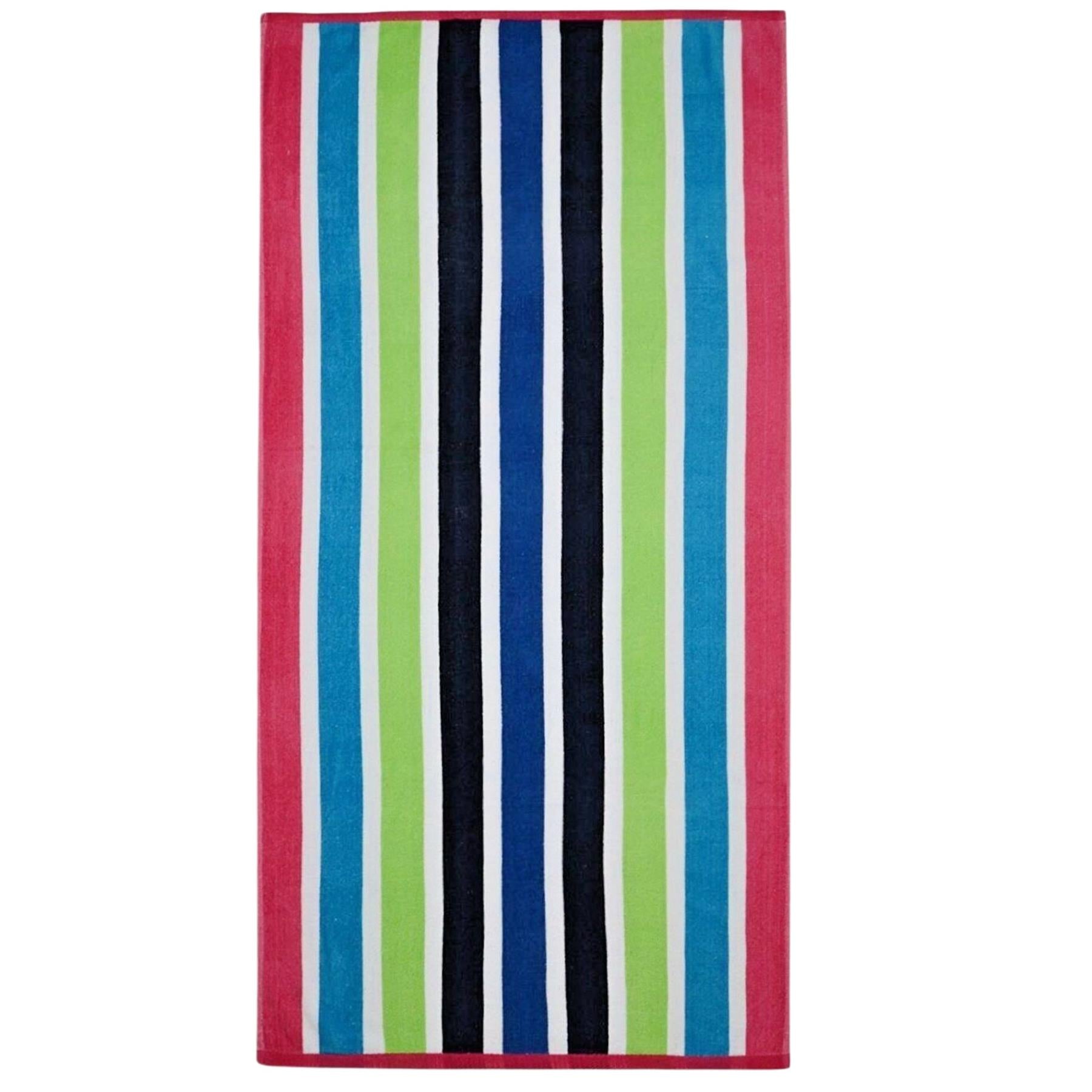 Geezy Large Velour Striped Beach Towel (Sanguine)