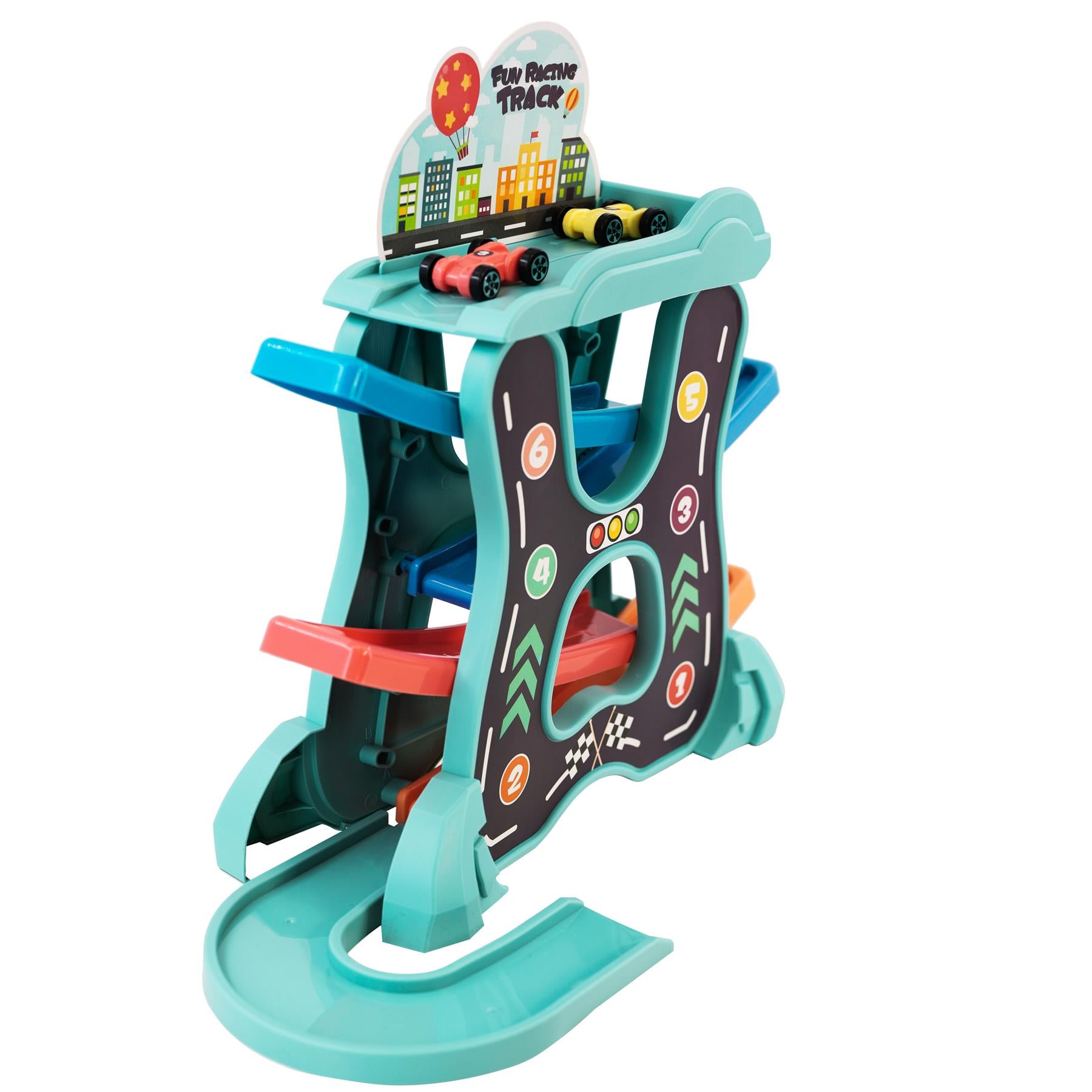 Click Clack Spiral Tower Playset with 6 Mini Cars by The Magic Toy Shop - The Magic Toy Shop