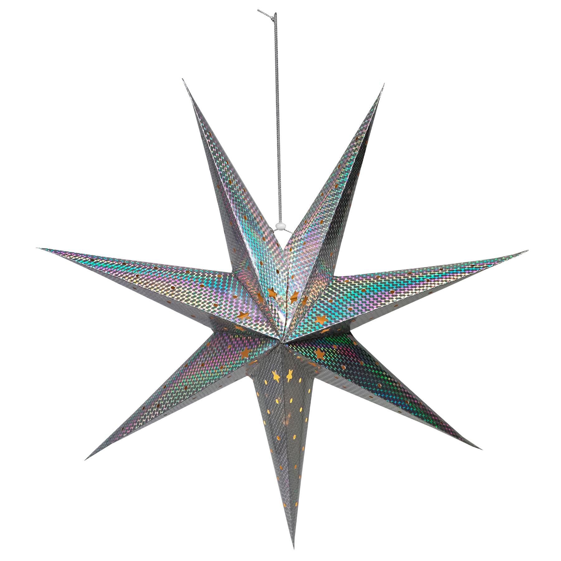 Geezy Large LED Paper Hanging Star Silver