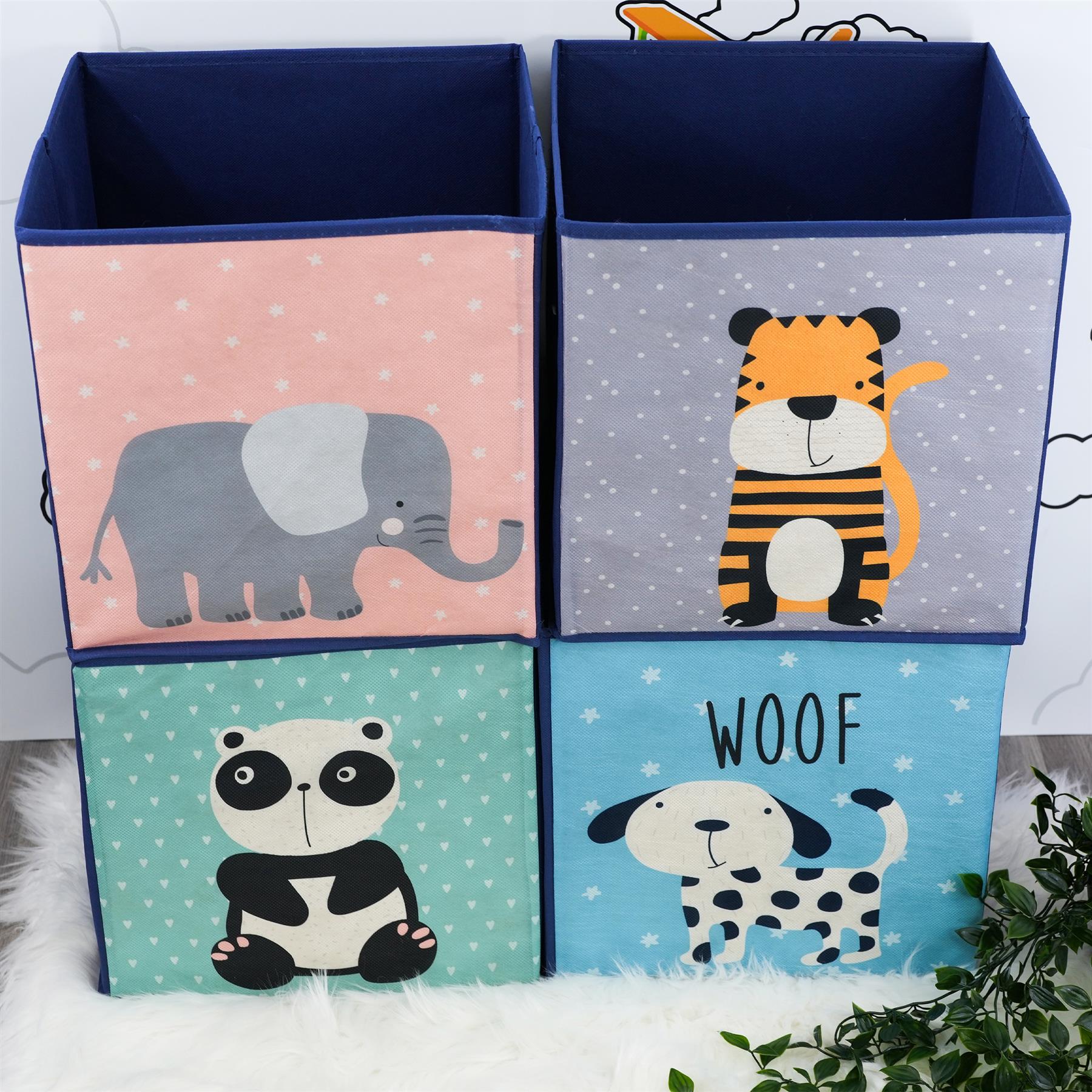 The Magic Toy Shop Set of 4 Animal Design Storage Boxes