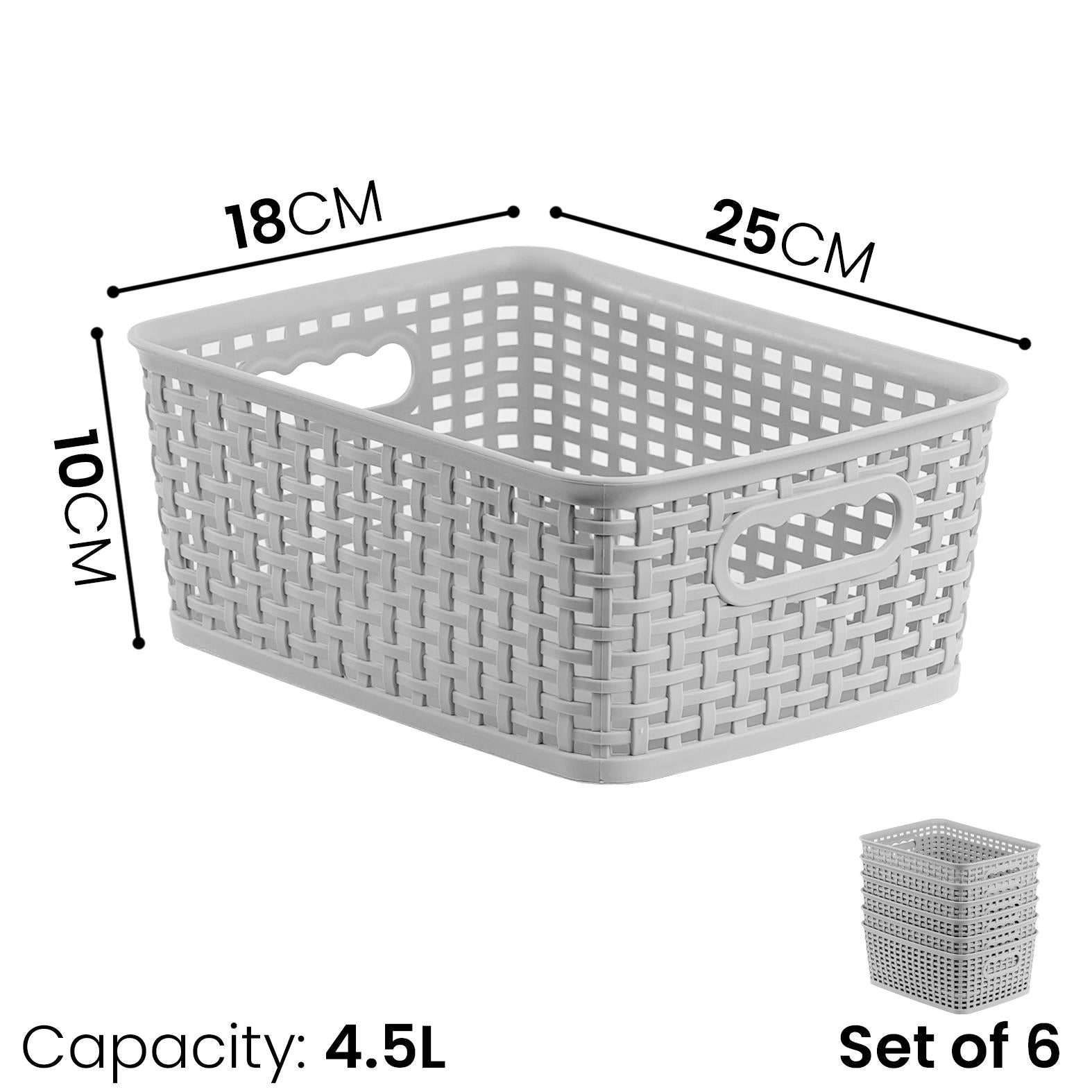 GEEZY Plastic Storage Baskets Set of 6