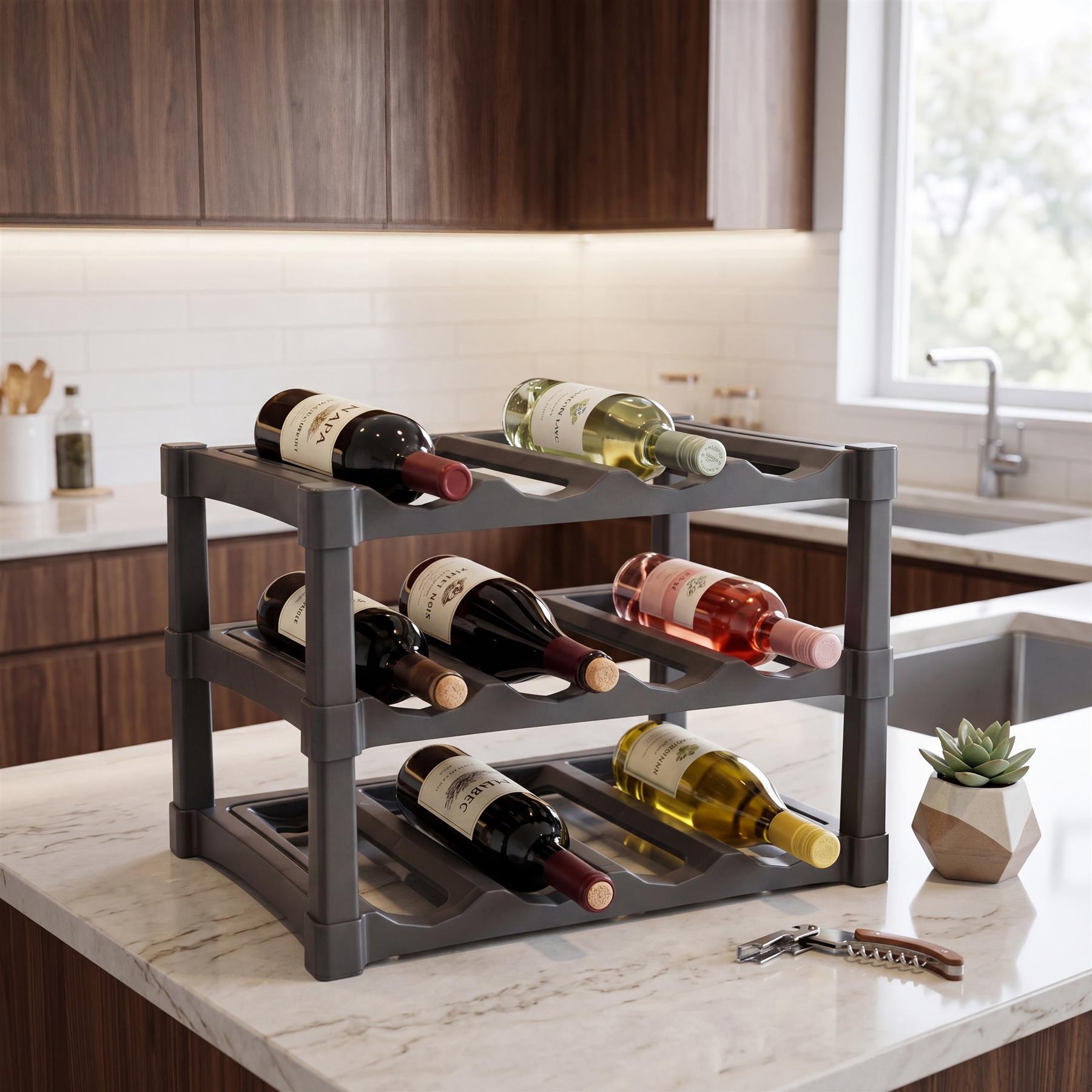 3 Tier Stackable 12 Bottle Wine Storage Rack by GEEZY | The Magic Toy Shop