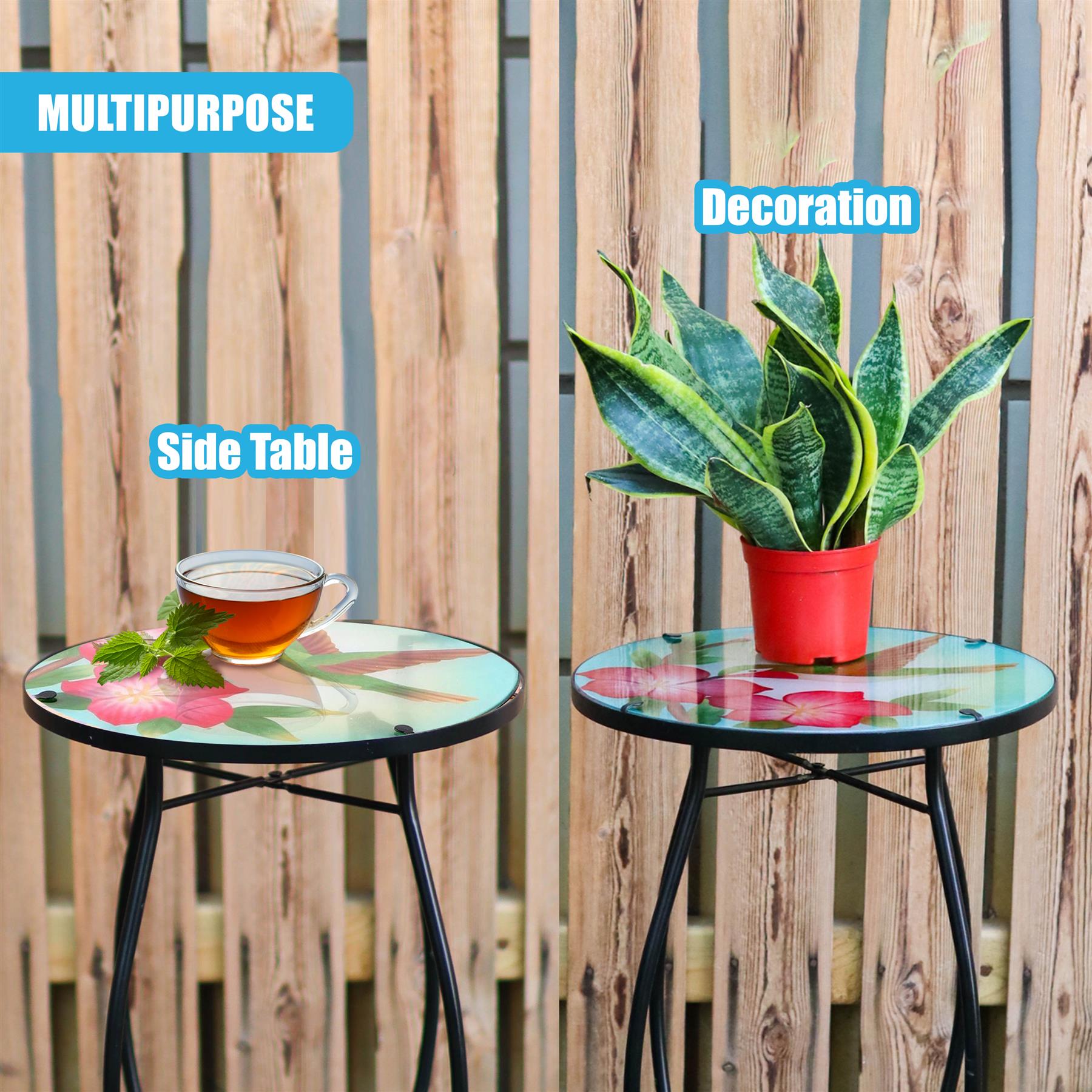 Round Side Garden Mosaic Table With Colibri Design by GEEZY - The Magic Toy Shop