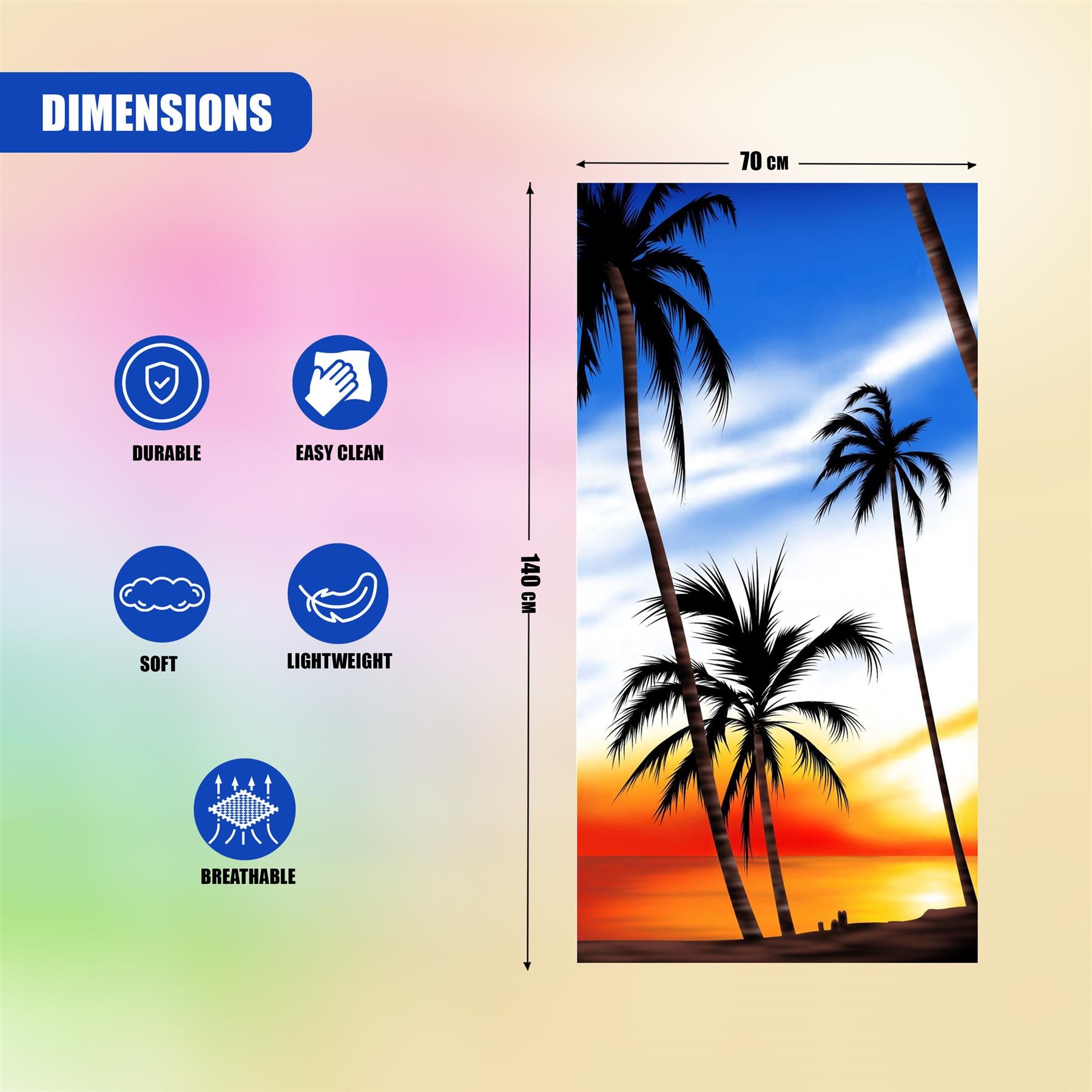Beach Bath Towel Sunrise Design Microfibre Towel by GEEZY - The Magic Toy Shop