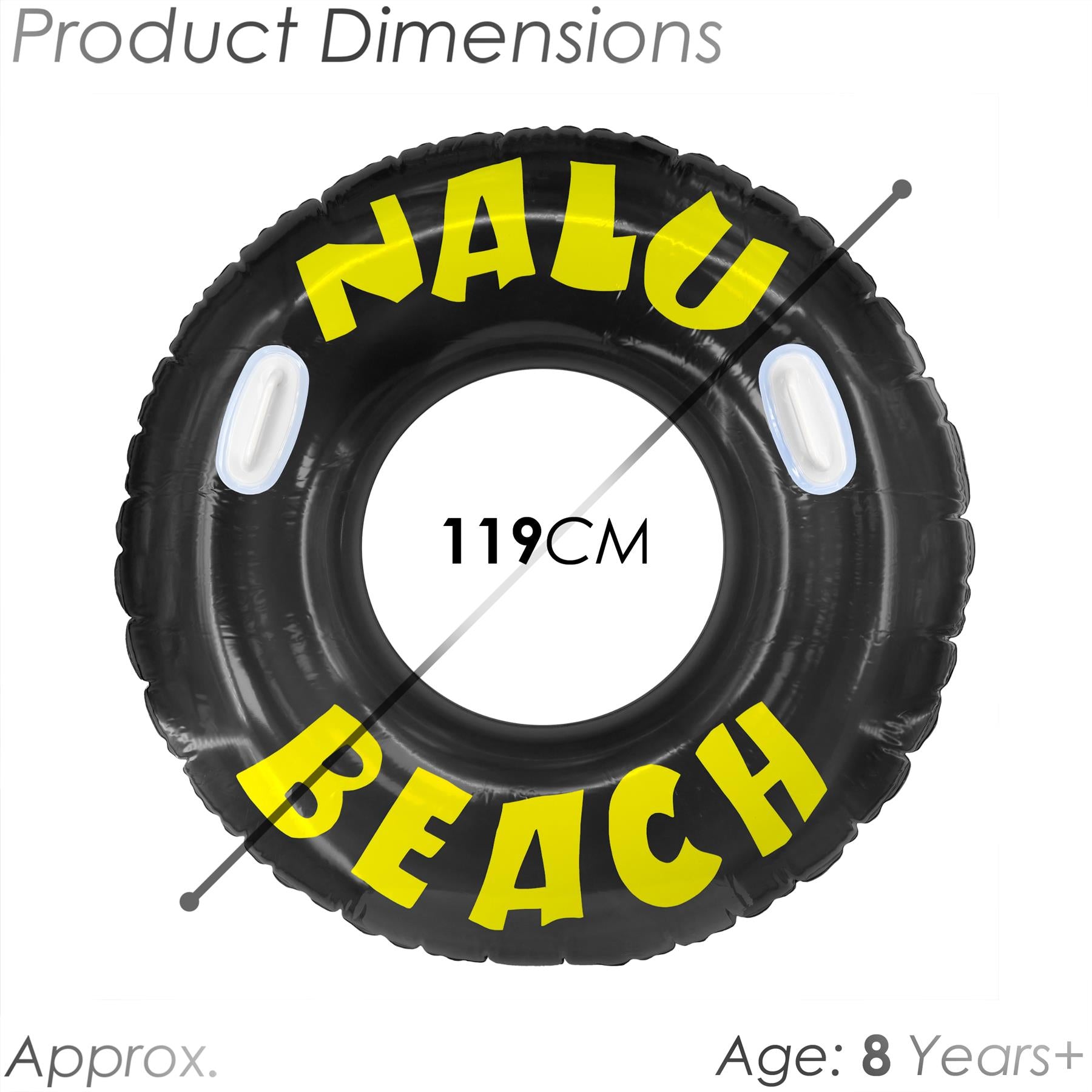 Nalu Black Turbo Tyre Ring With Handles 47" by Nalu - The Magic Toy Shop