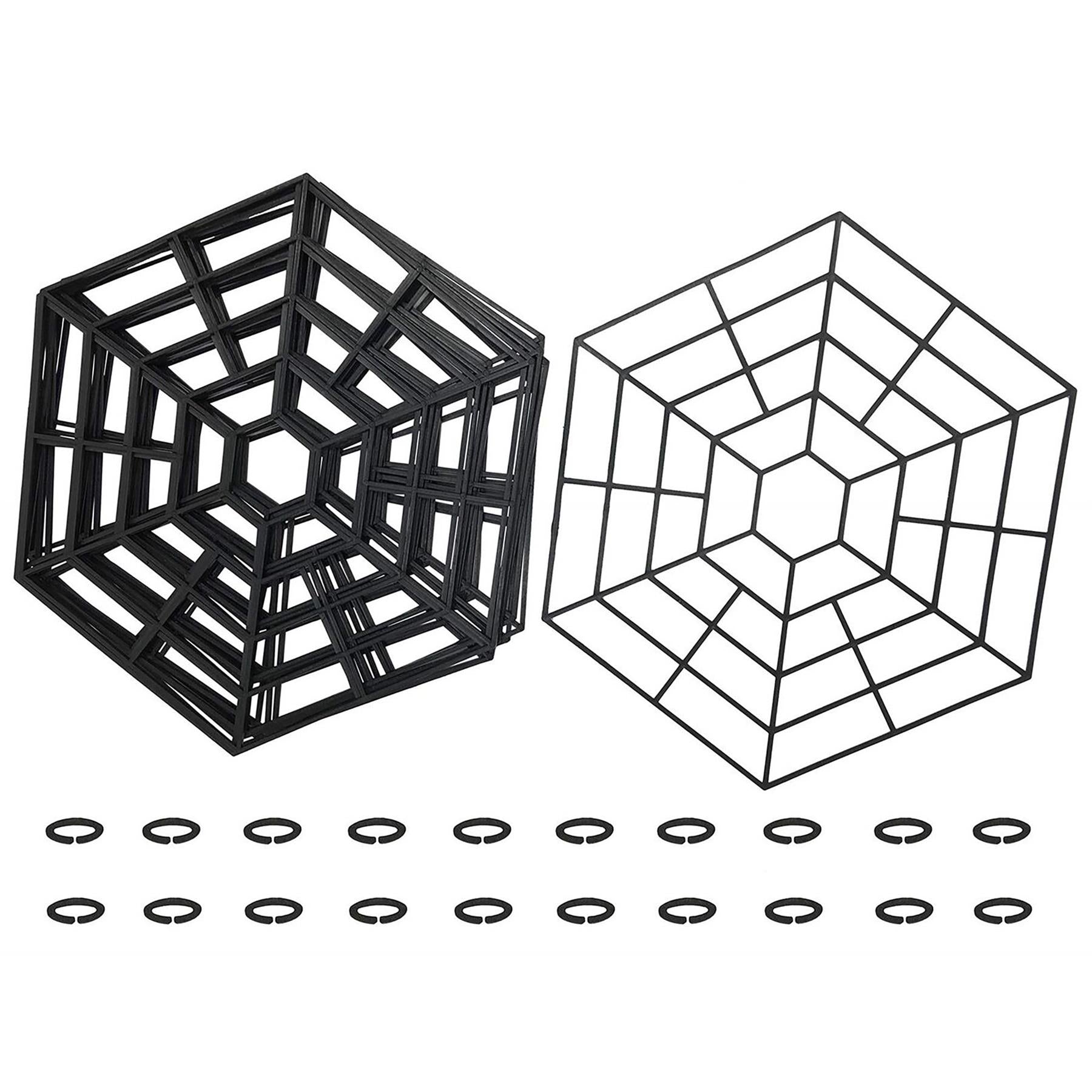 Image shows two identical black wire structures with a honeycomb design resembling protective covers or barriers. The structures have a symmetrical pattern of openings connecting to one another at the center, creating a dodecahedral shape. They are placed side by side against a white background with black grid lines. There is no visible text on the image to provide additional context about the product.