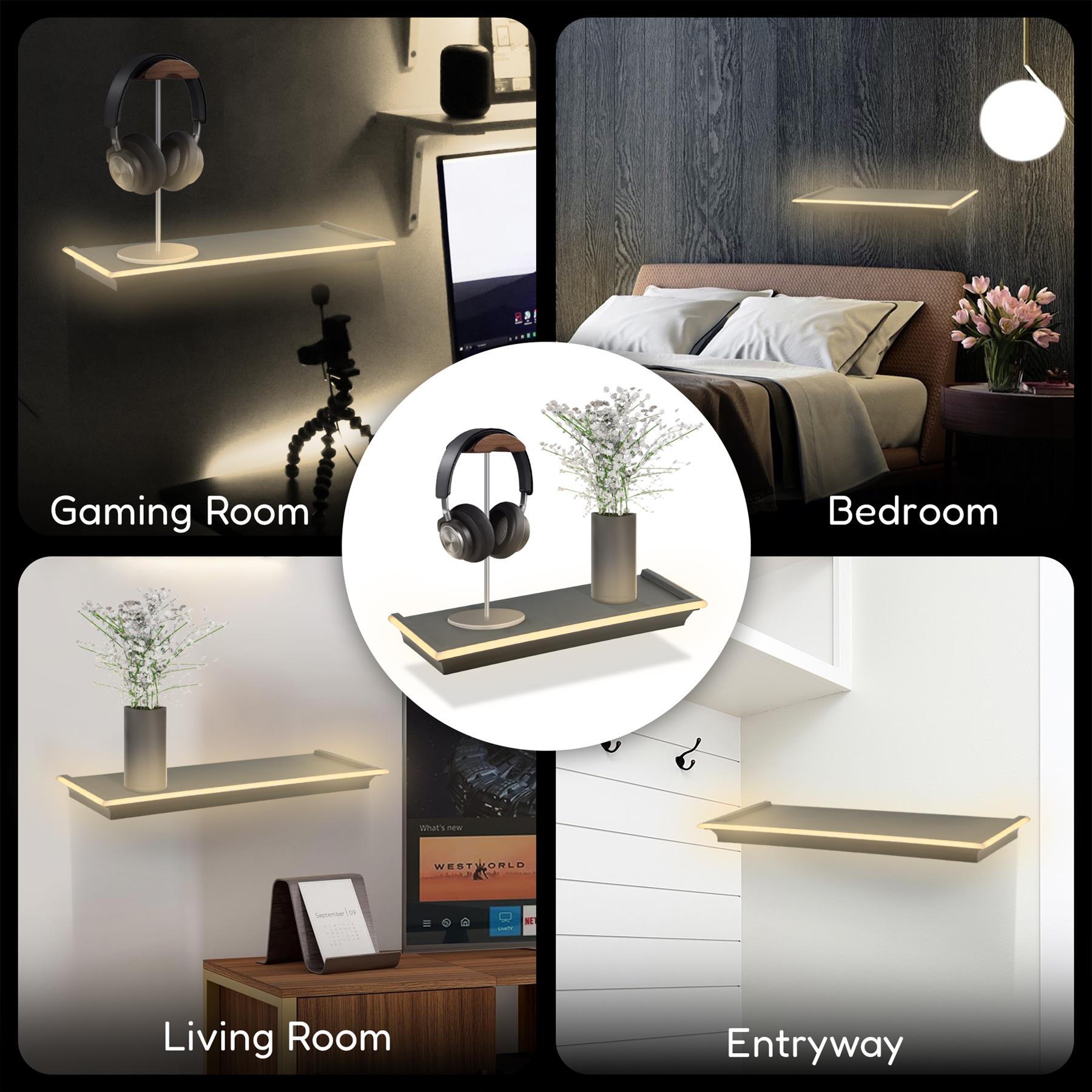 Floating Shelves with LED Lights