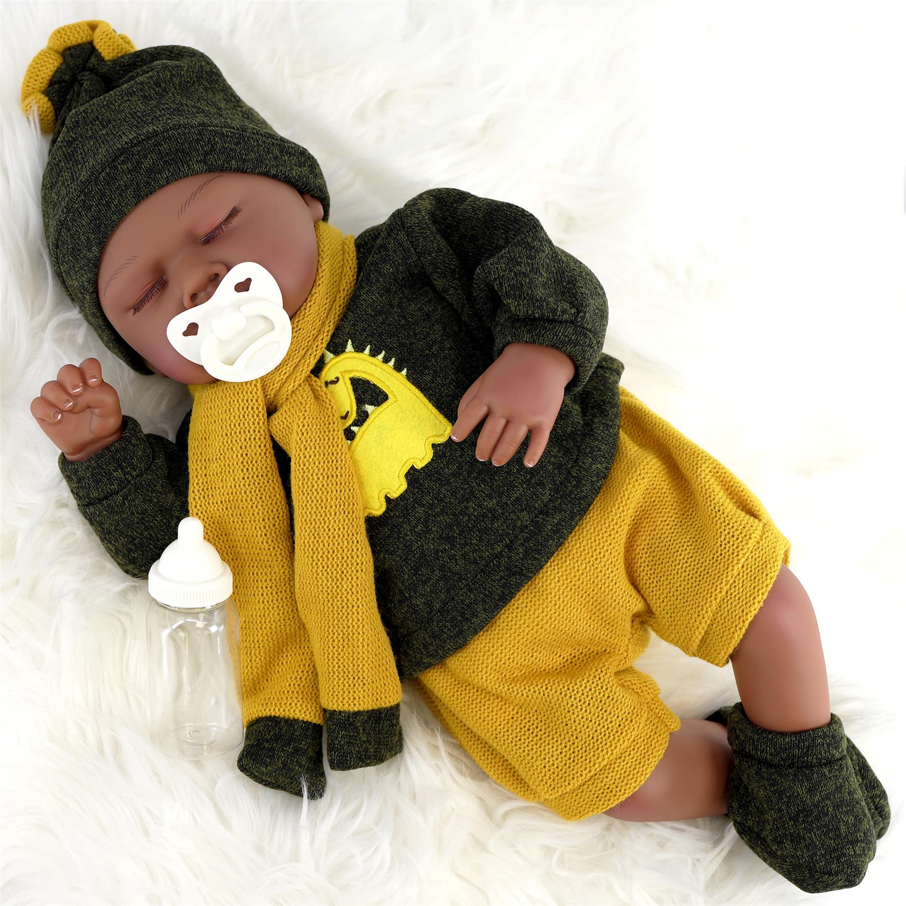 BiBi Doll BiBi Black Doll Reborn Ethnic Sleeping Boy "Glorio" (50 cm / 20")