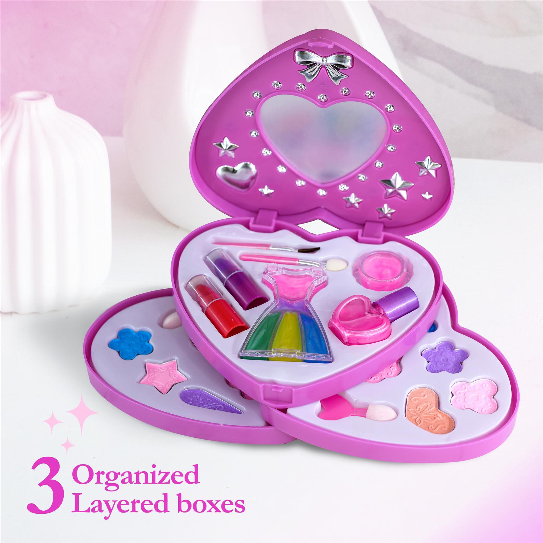 3 Tier Girls Make Up Play Set With Mirror