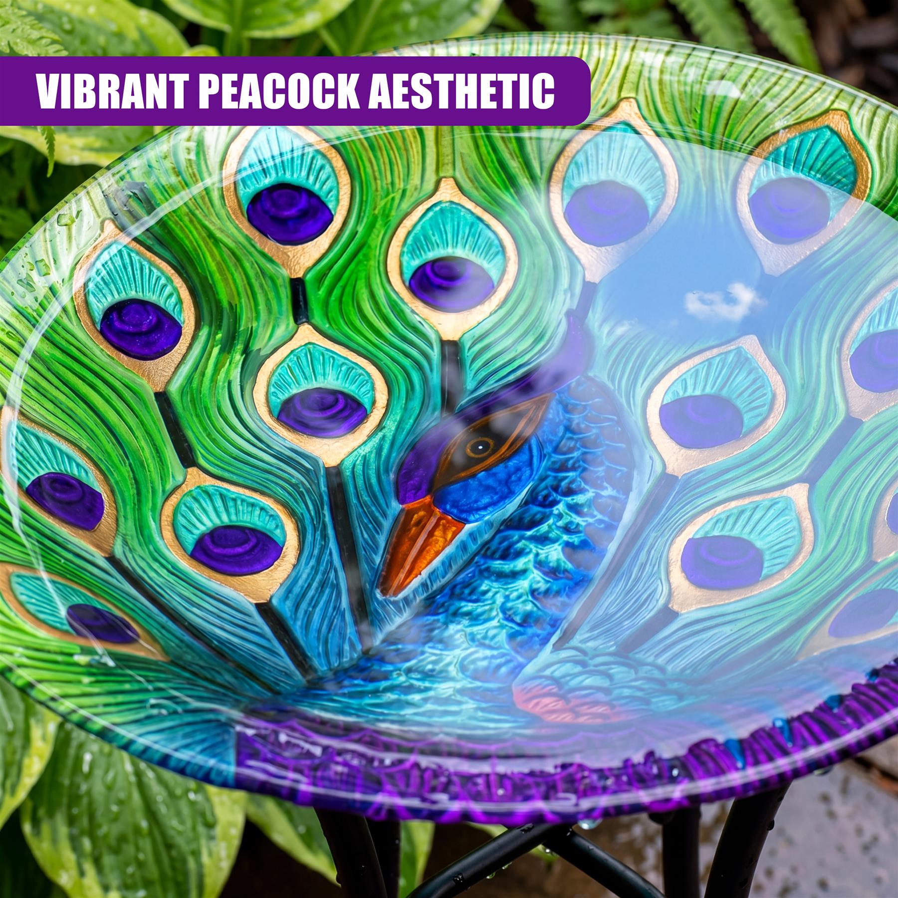 Glass Bird Bath Table