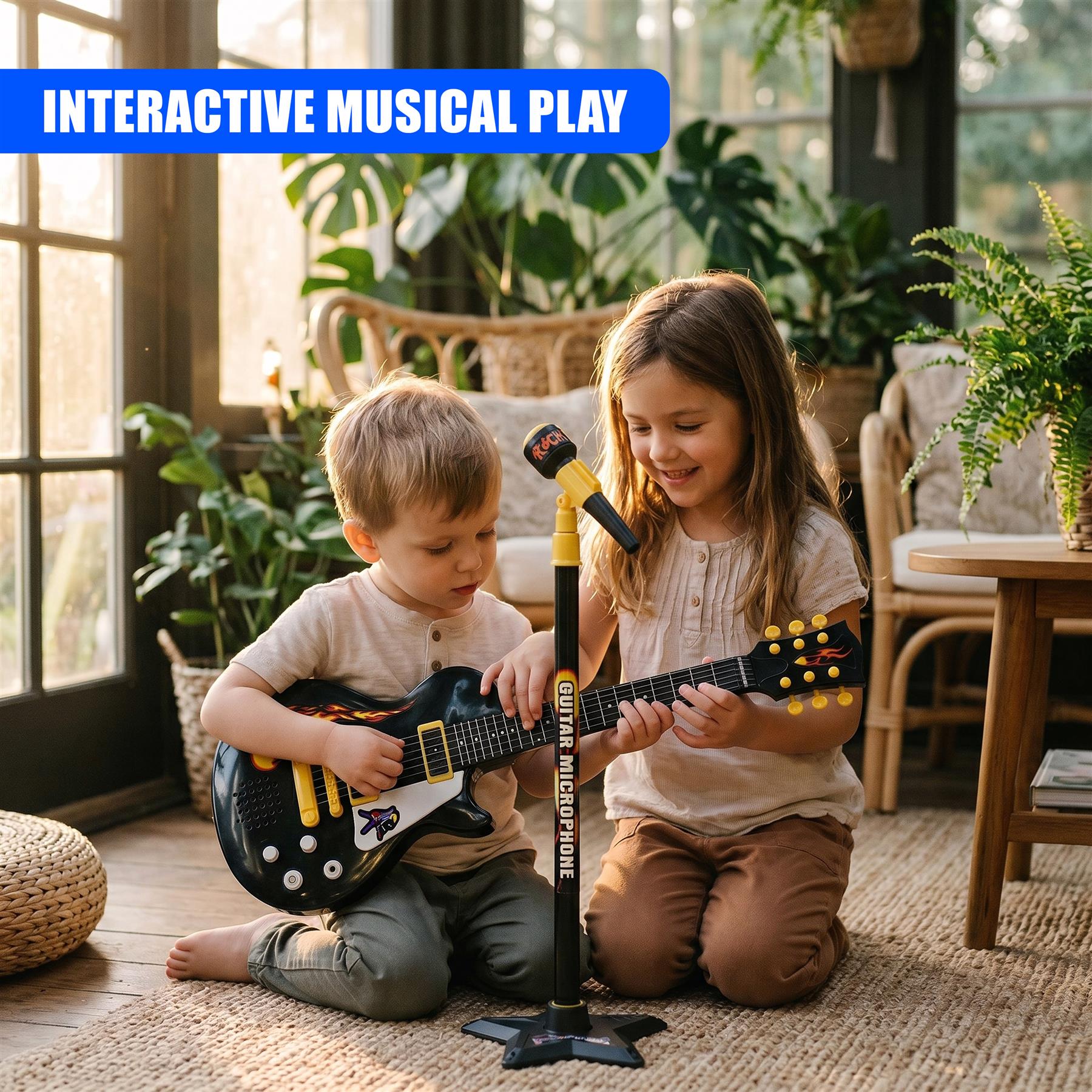 Kids Electric Guitar & Microphone Set