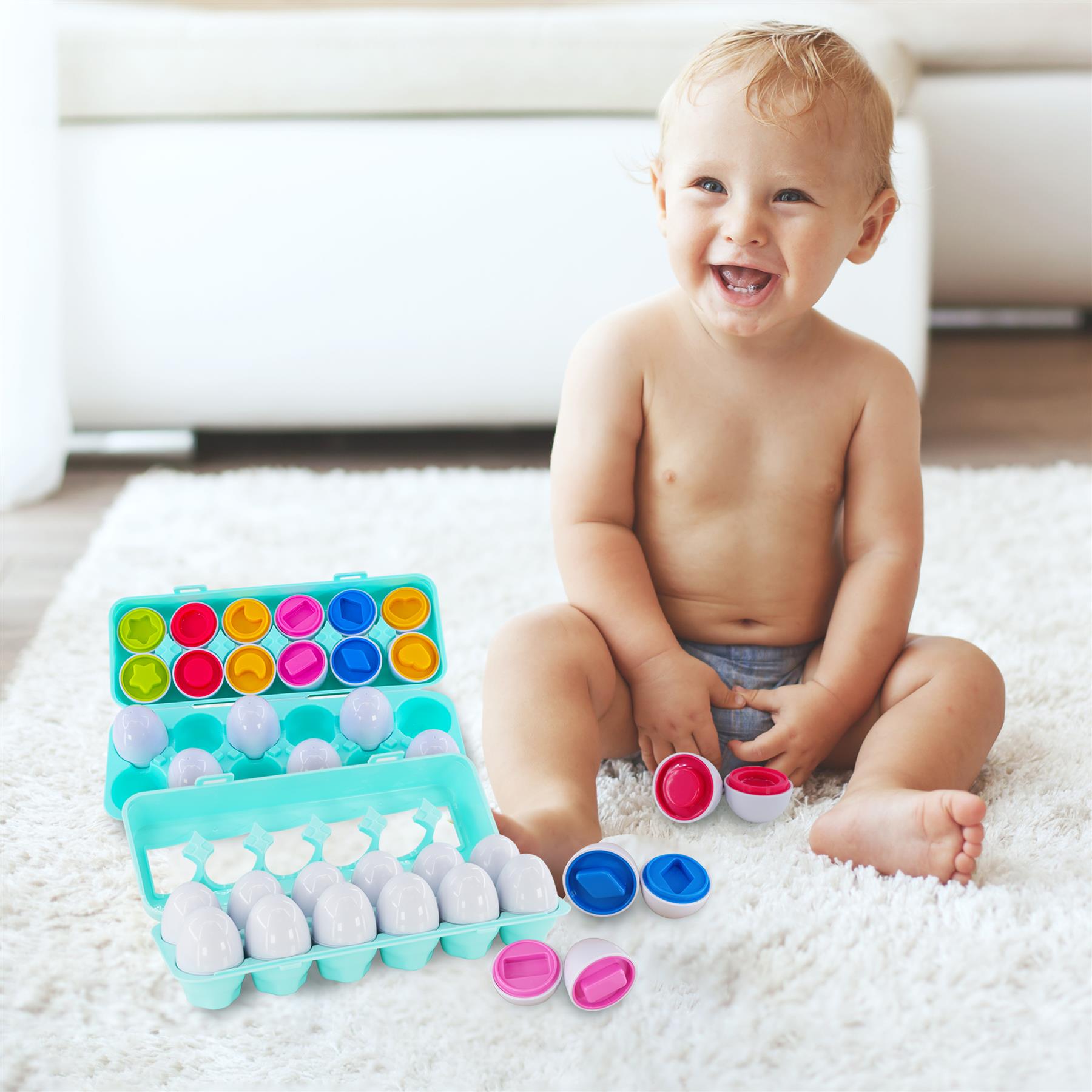 12 Shape Sorter Eggs