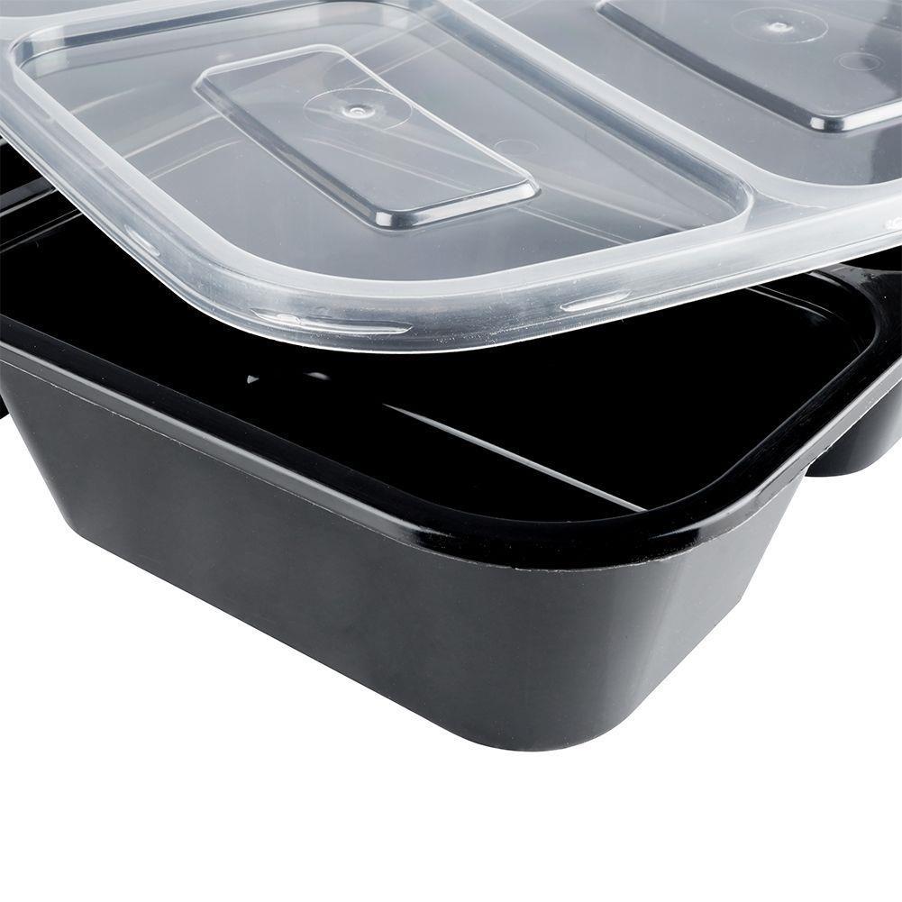 Plastic Containers With Three Compartments Set of 10 Meal Prep Food Storage