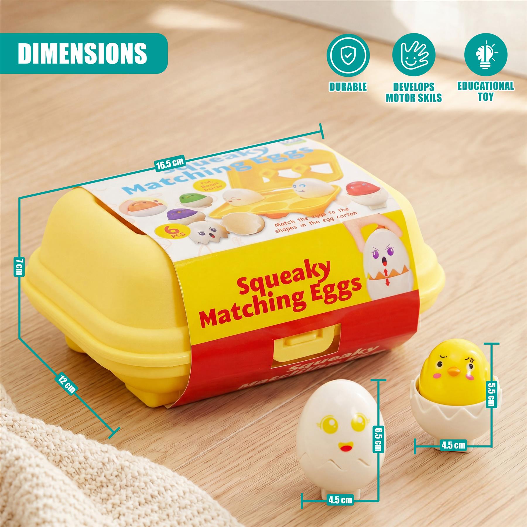 Hide n Squeak Matching Eggs Color & Shape Sorter - Multi Coloured