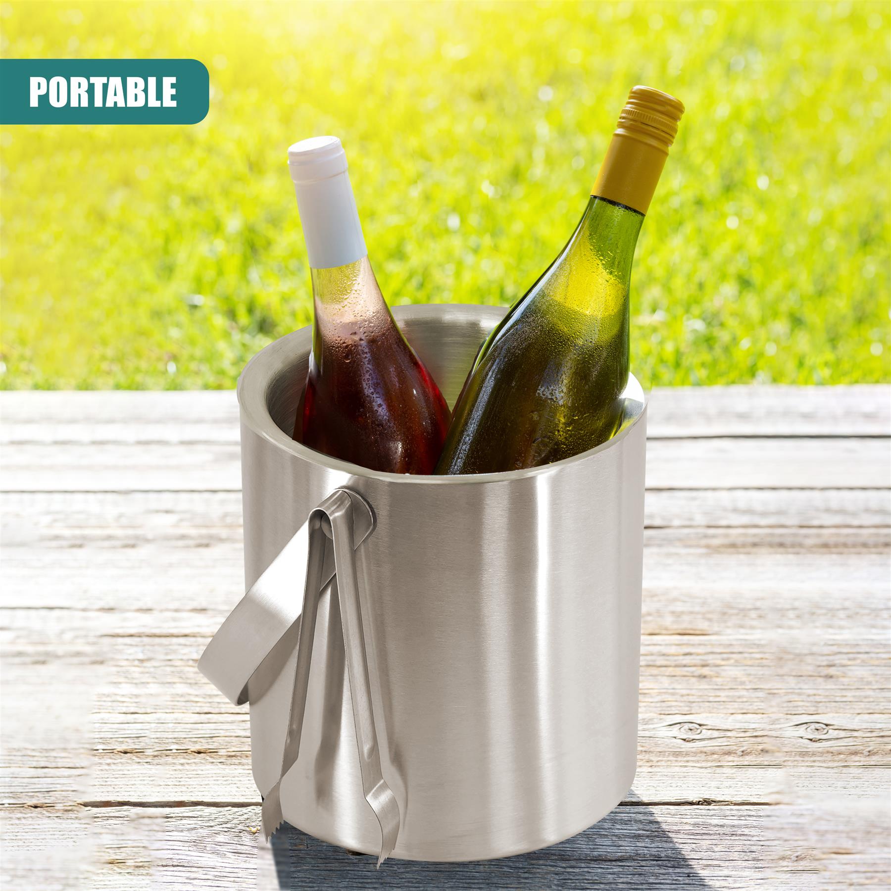 Stainless Steel Ice Bucket With Lid And Ice Tongs by Geezy - The Magic Toy Shop