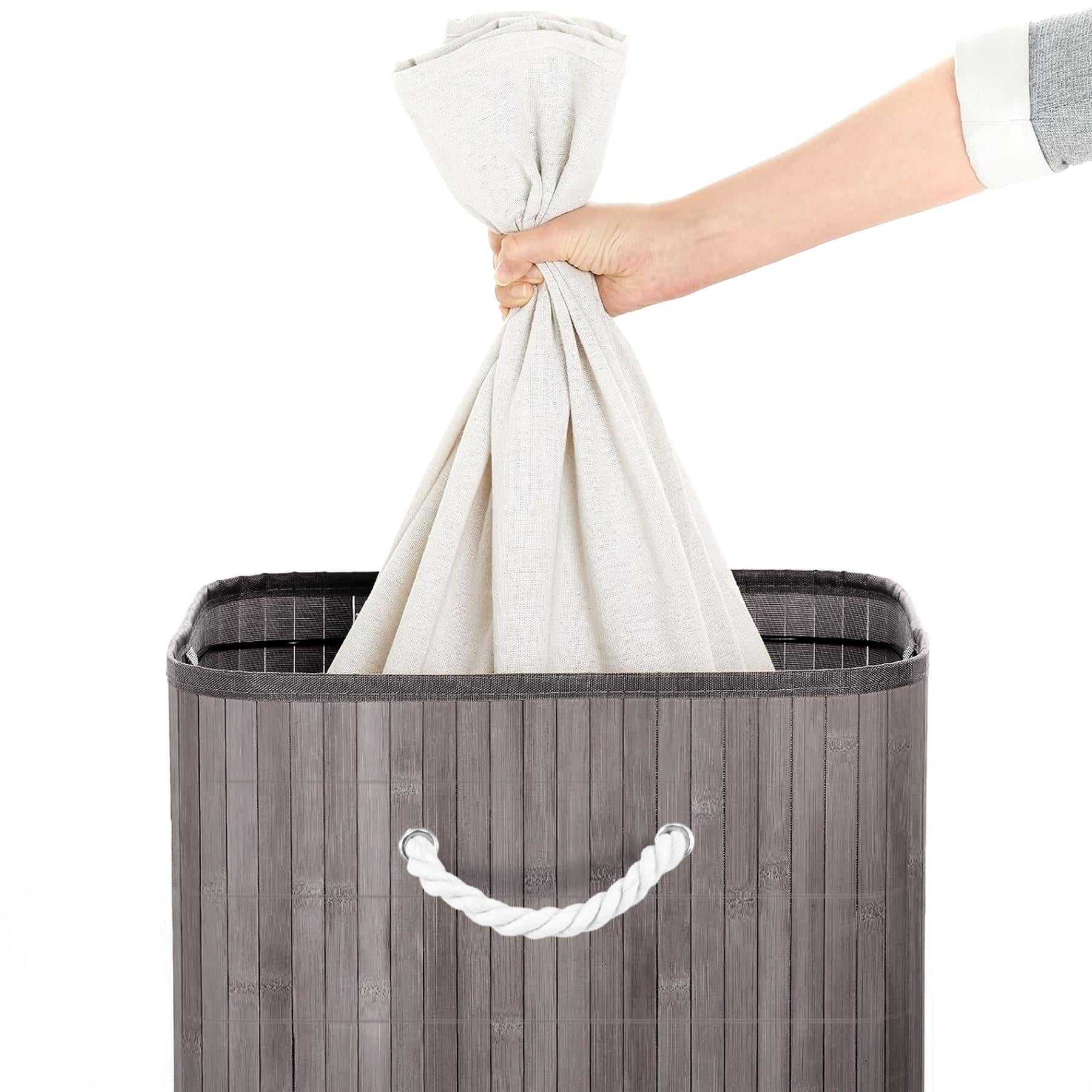 Grey Bamboo Laundry Hamper 72L