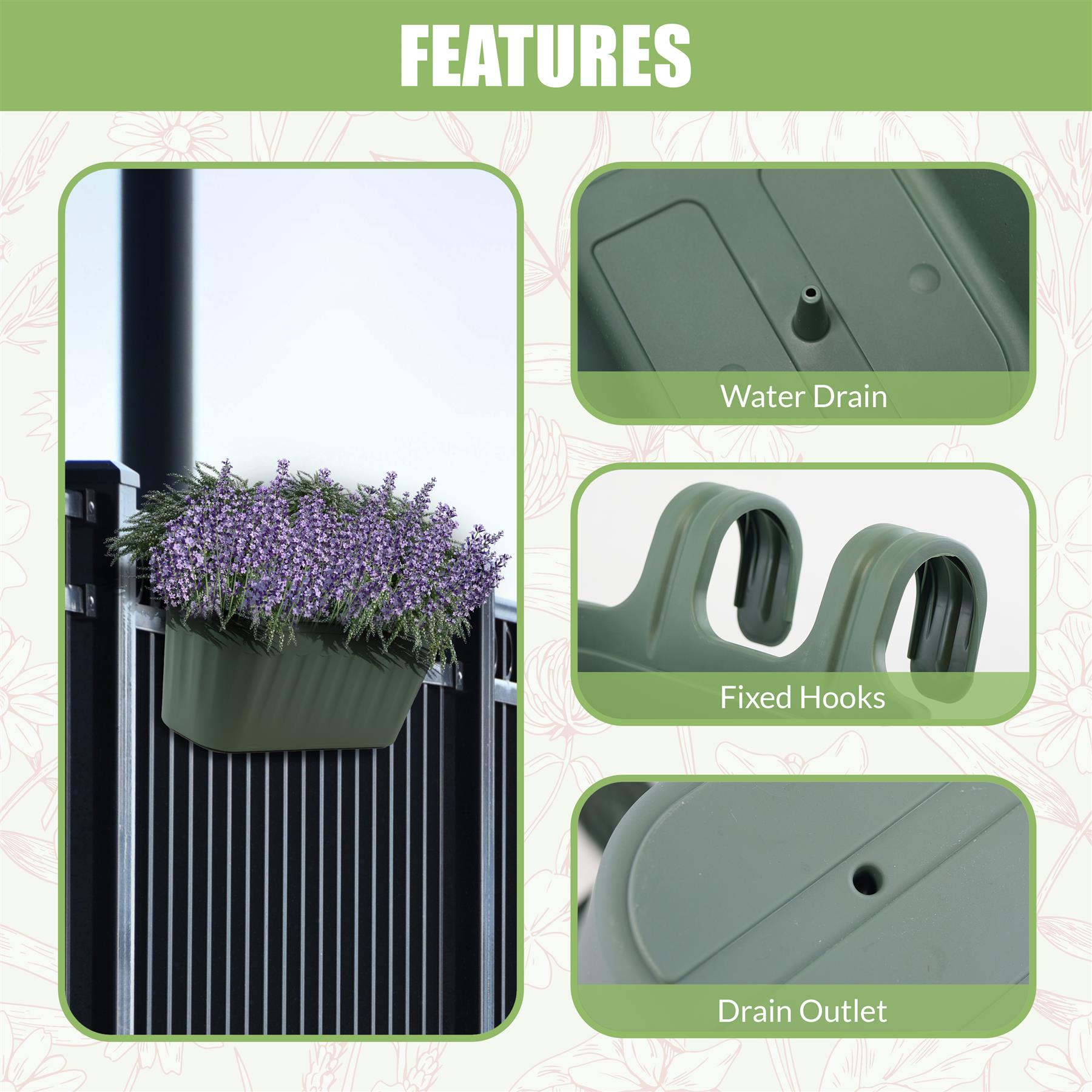 Green Over Fence Hanging Planter