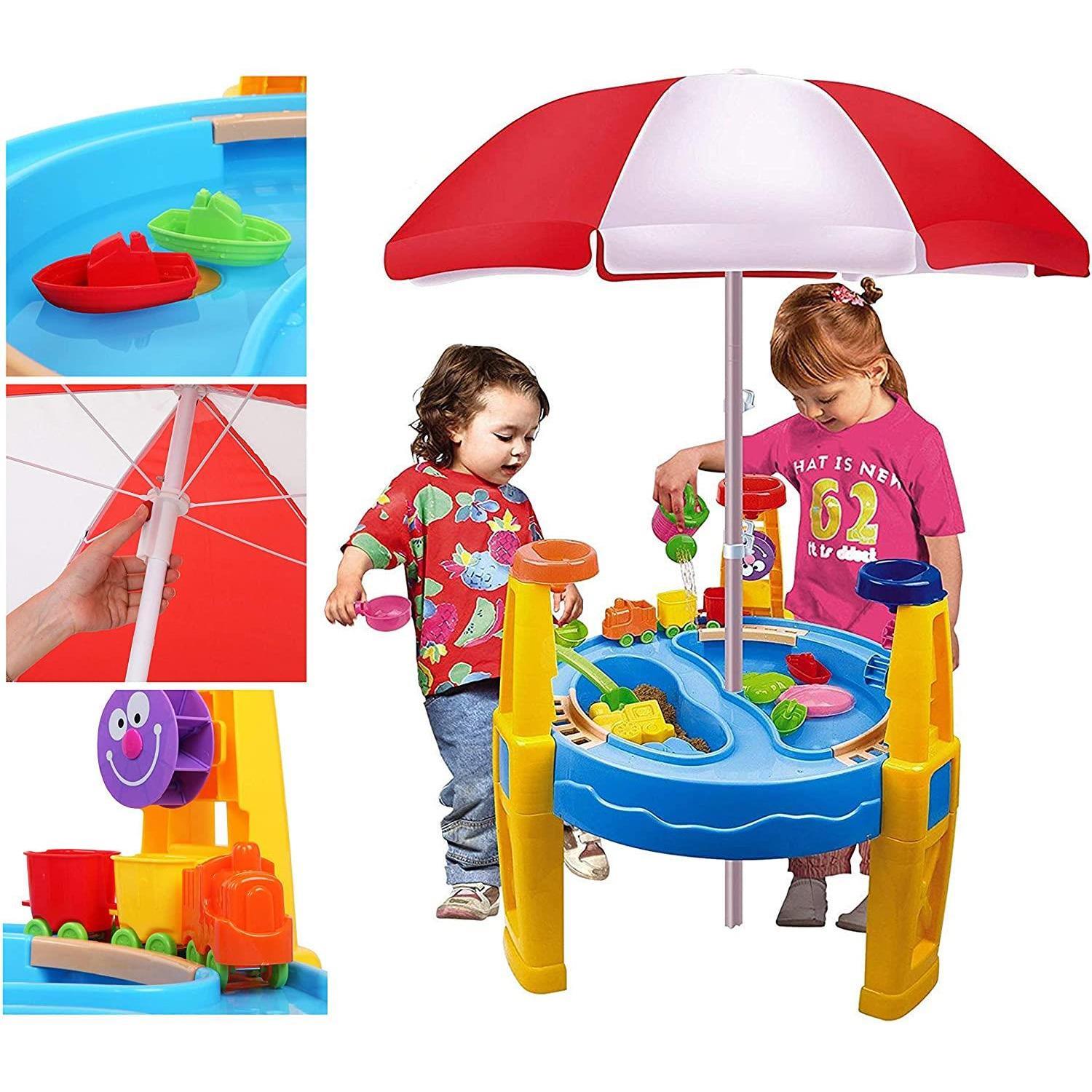 The Magic Toy Shop Sand and Water Table with Parasol