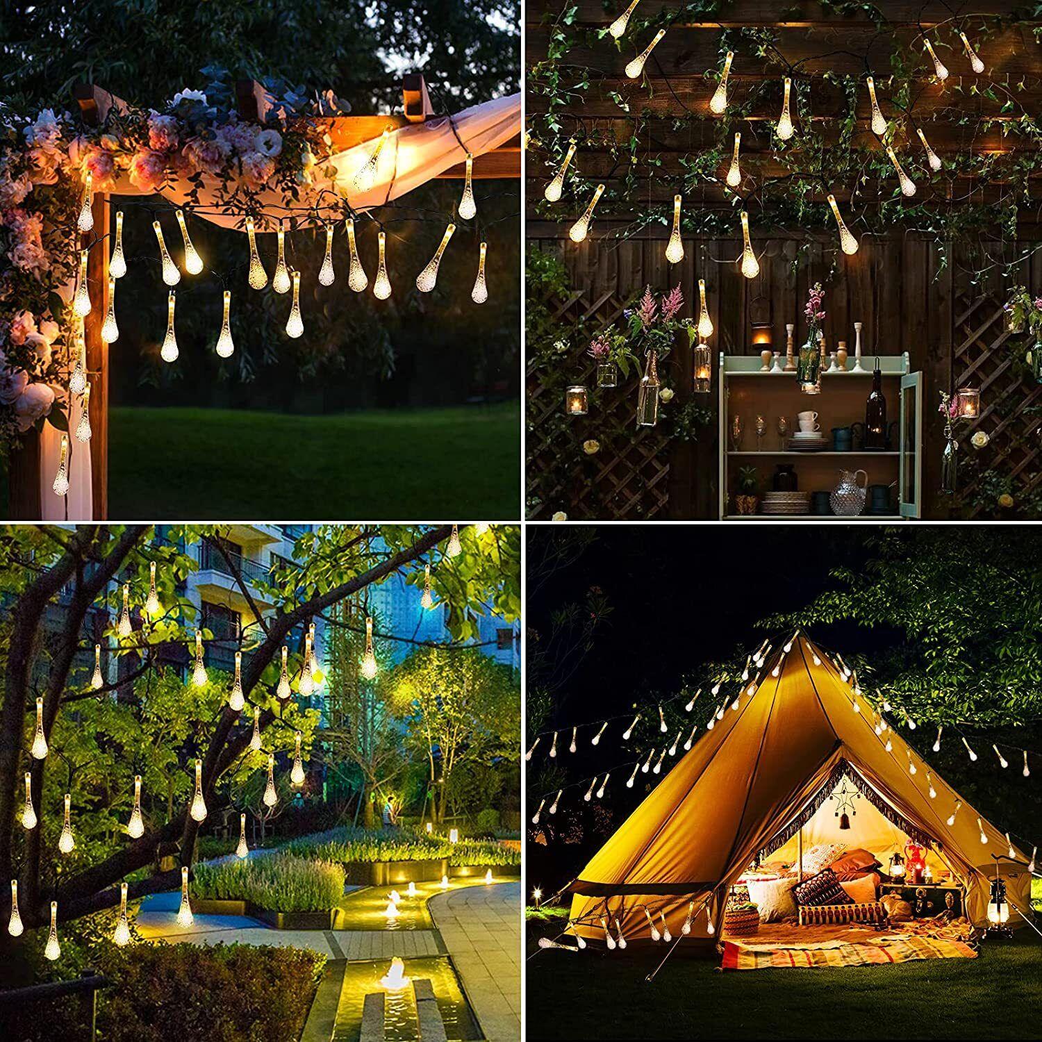 Raindrop Design Solar Powered Warm White Led String Lights by GEEZY - The Magic Toy Shop