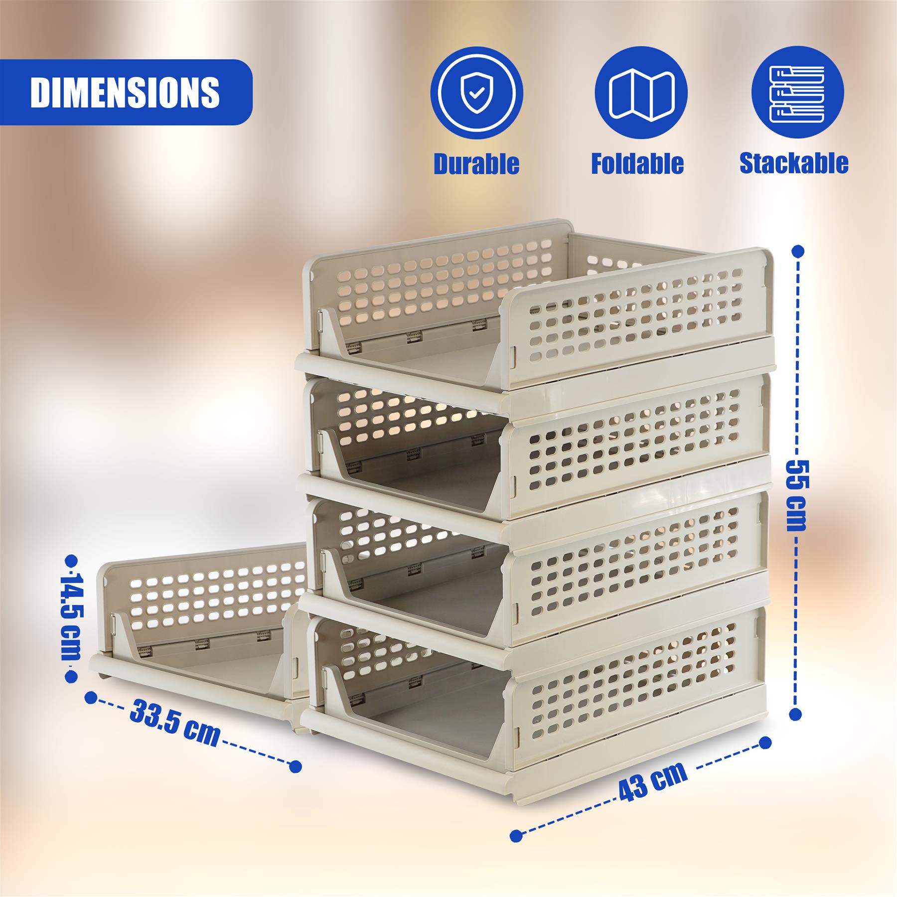 Foldable Shelf Drawers Set of 4