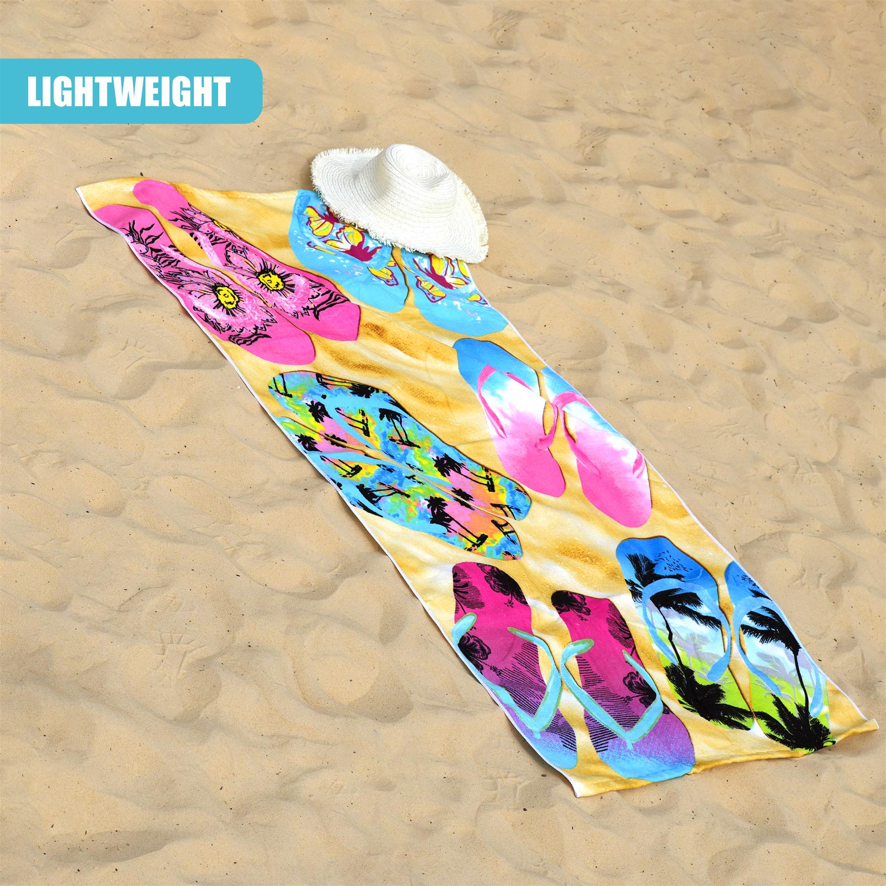 Beach Bath Towel Flip Flop Design Microfibre Towel by GEEZY | The