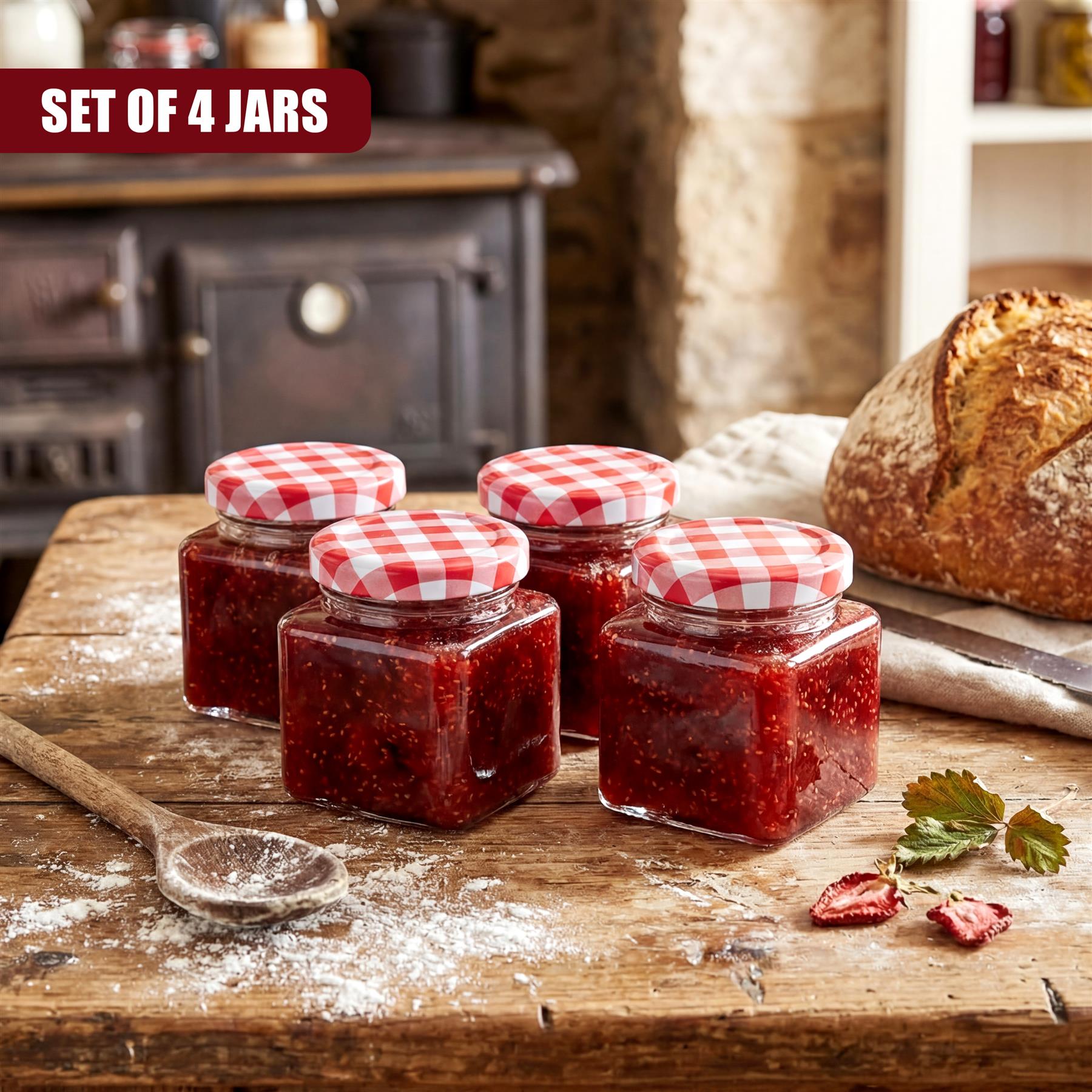 Set of 4 Mini Glass Jars, 75 ml